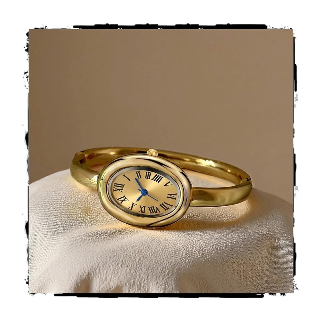 Shocknshop Elegant Oval Roman Dial Women Quartz Fashion Bracelet Strap Ladies Wrist Watch for Woman and Girls (Gold Dial and Strap) -WCH197