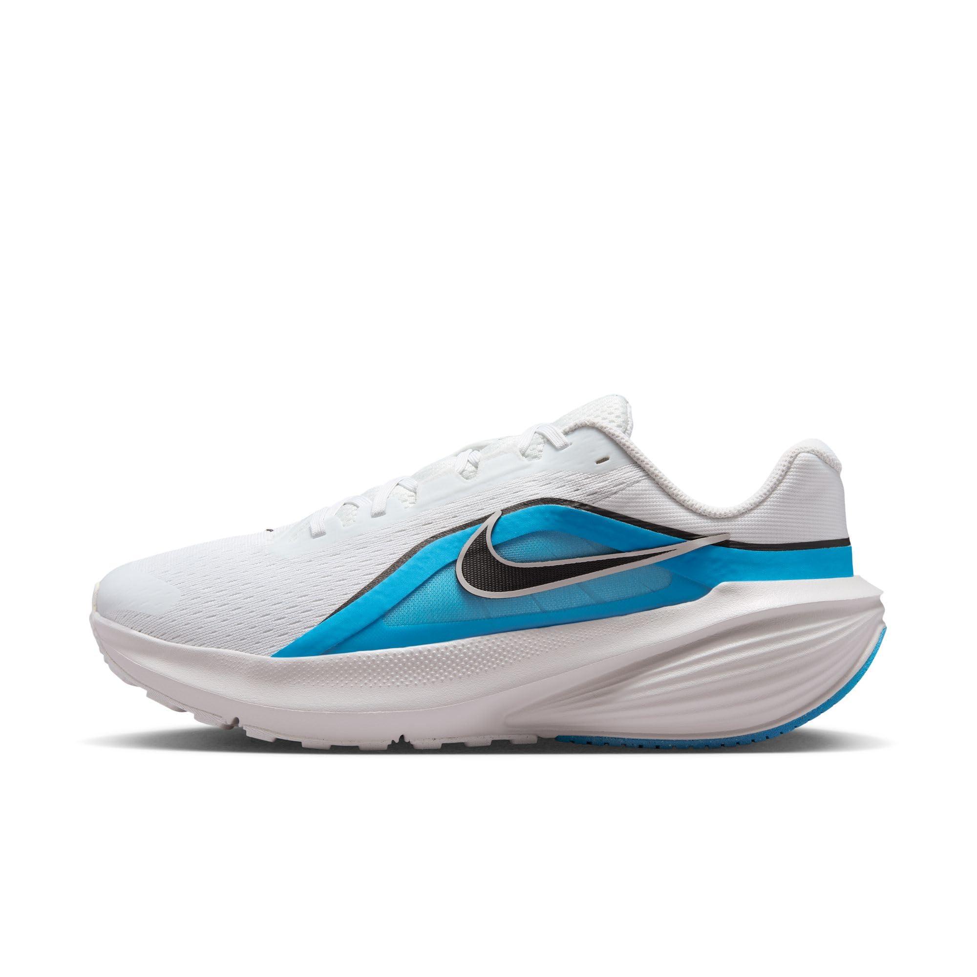 Nike Mens Downshifter 14 Off White/Black Lt Current Blue Running Shoes UK 11