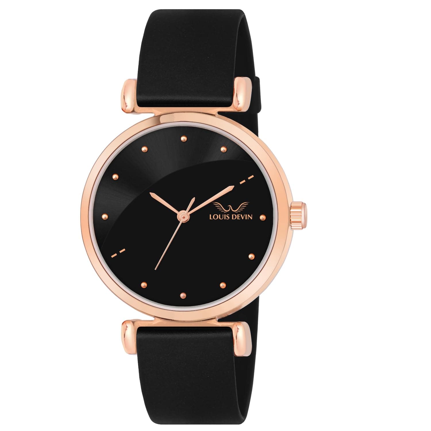 LOUIS DEVIN Black Silicone Strap Analog Wrist Watch for Women (Black Dial) | LD-CKL191-BLACK