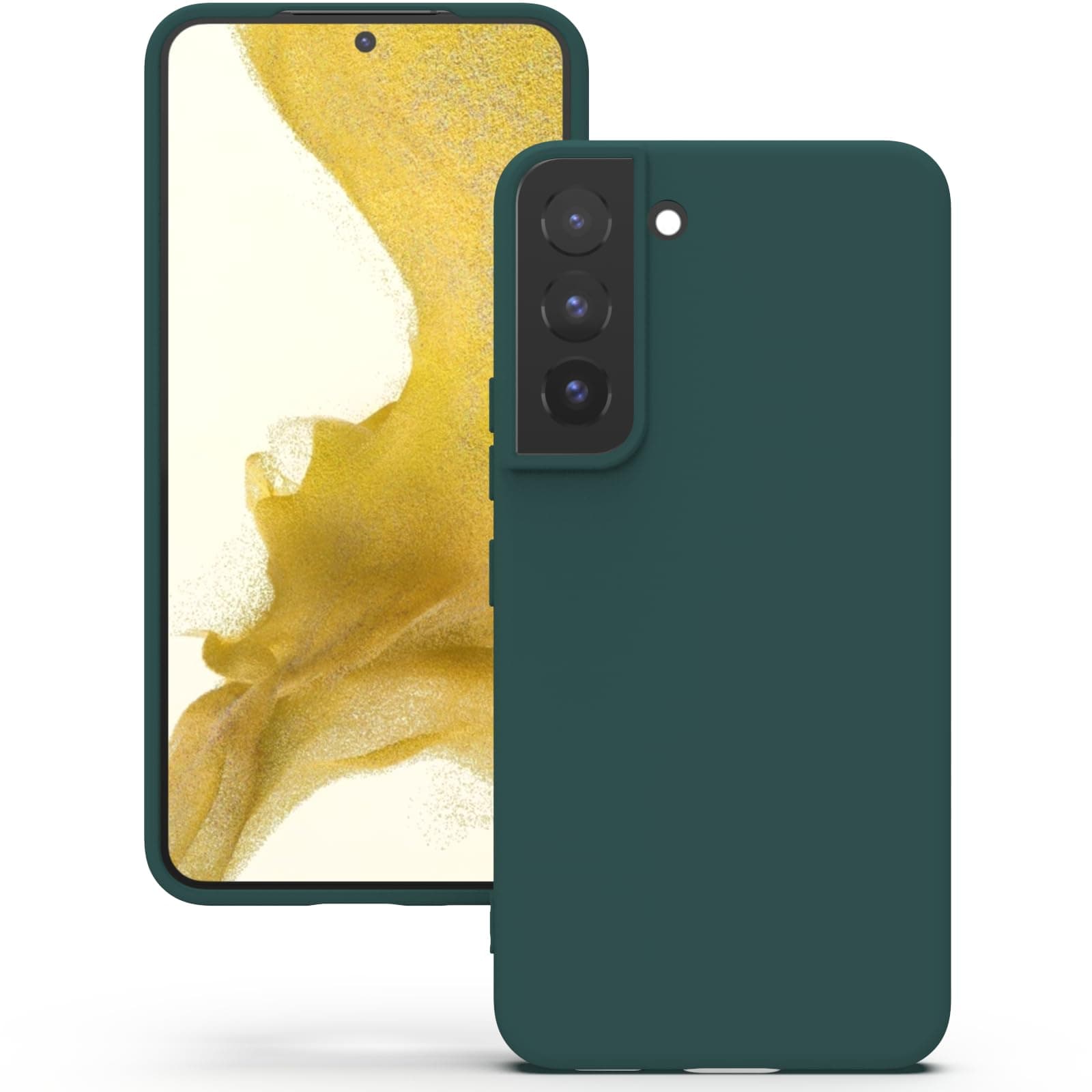 YATWIN Silicone Back Case for Samsung Galaxy S22 Plus, Soft-Touch Phone Back Cover for Samsung Galaxy S22 Plus - Dark Green