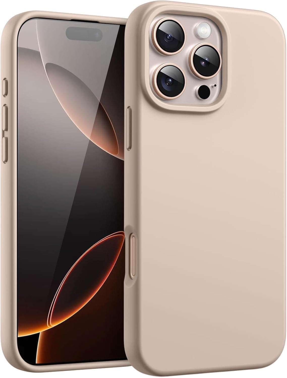 DIZORO Protective Case Compatible for iPhone 16 Pro Max Case 6.9, Slim Liquid Silicone 3 Layers Full Covered Soft Gel Rubber Phone Case Protective Cover 6.9 Inch (Desert Titanium)
