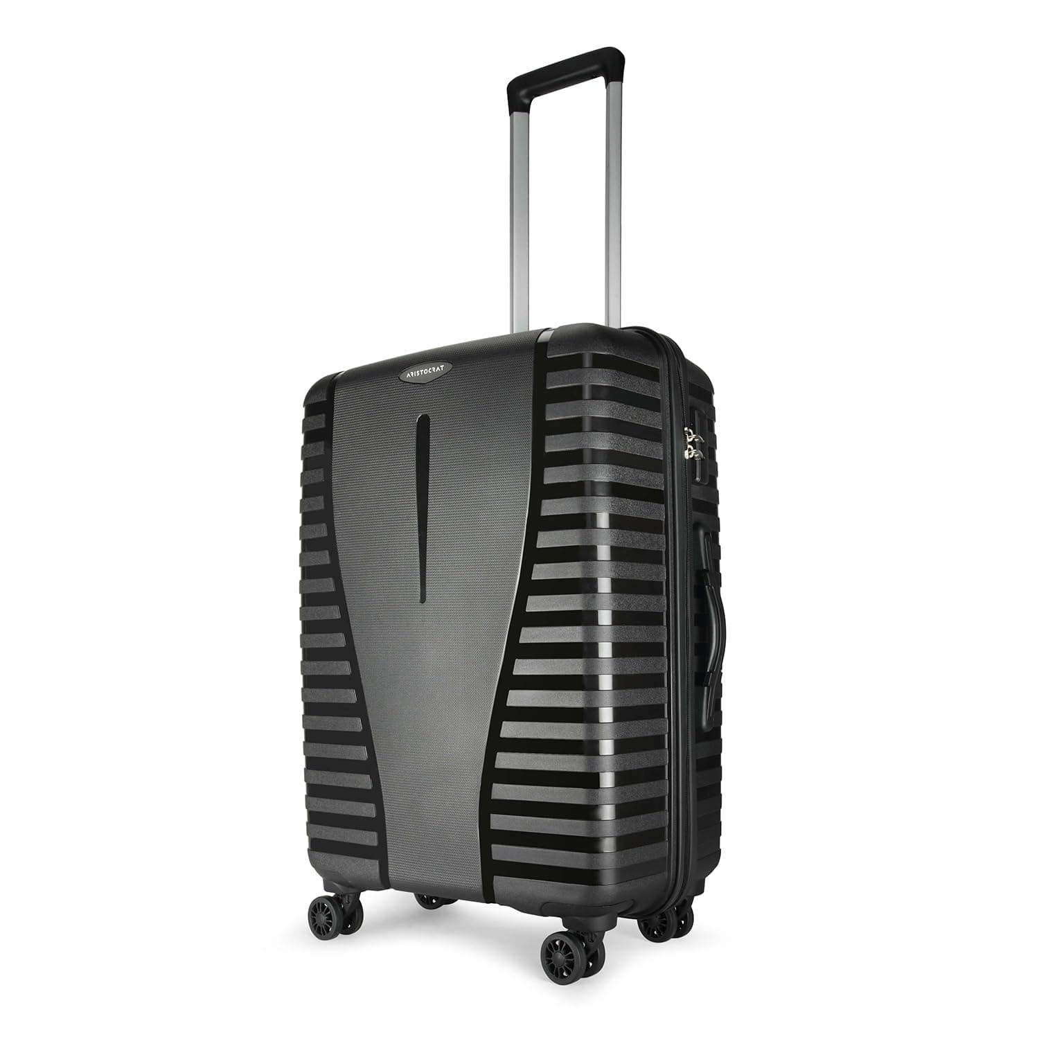 Aristocrat Airpro 8-Wheel Medium Size Hard Case Trolley Bag, Jet Black