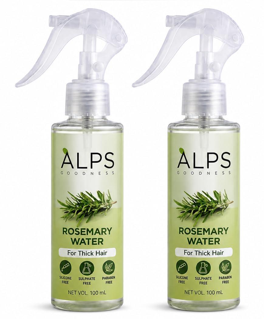 ALPS GOODNESS Rosemary Water Hair Spray Pack of 2 | Clinically Proven (In Vivo Tested) to Reduce Hair Fall & Promote Regrowth | 100% Natural Rosemary Extract | Leave-On Scalp & Spray For Men & Women | 100ml x 2
