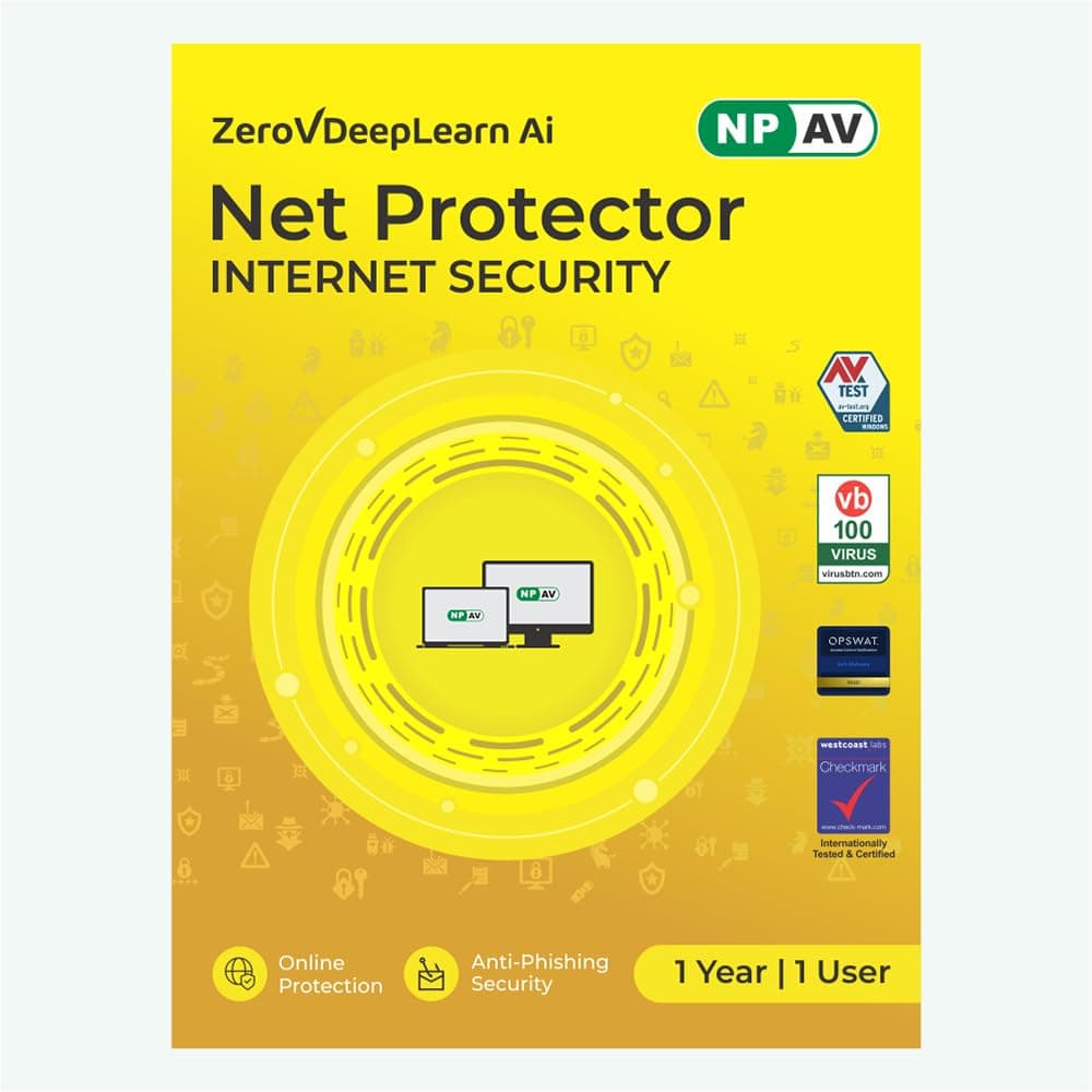 Net Protector Antivirus - Internet Security 2026 | Windows PC/Laptop | 1 Year - 1 PC | Secure Shopping and Banking with ZeroVDeepLearn Ai (Email Delivery in 1 Hour - No CD)