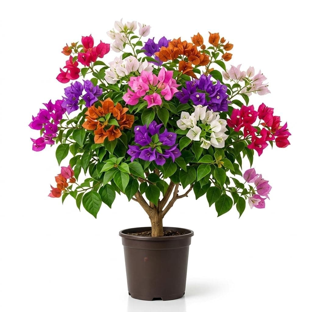 Multicolor Bougainvillea Live Plant with Pot | Rare Grafted Bougainvillea Bonsai Flower Plant | Decorative Outdoor Indoor Flowering Plant for Home Garden Balcony Terrace Décor | (Pack of 1) FloraPlax