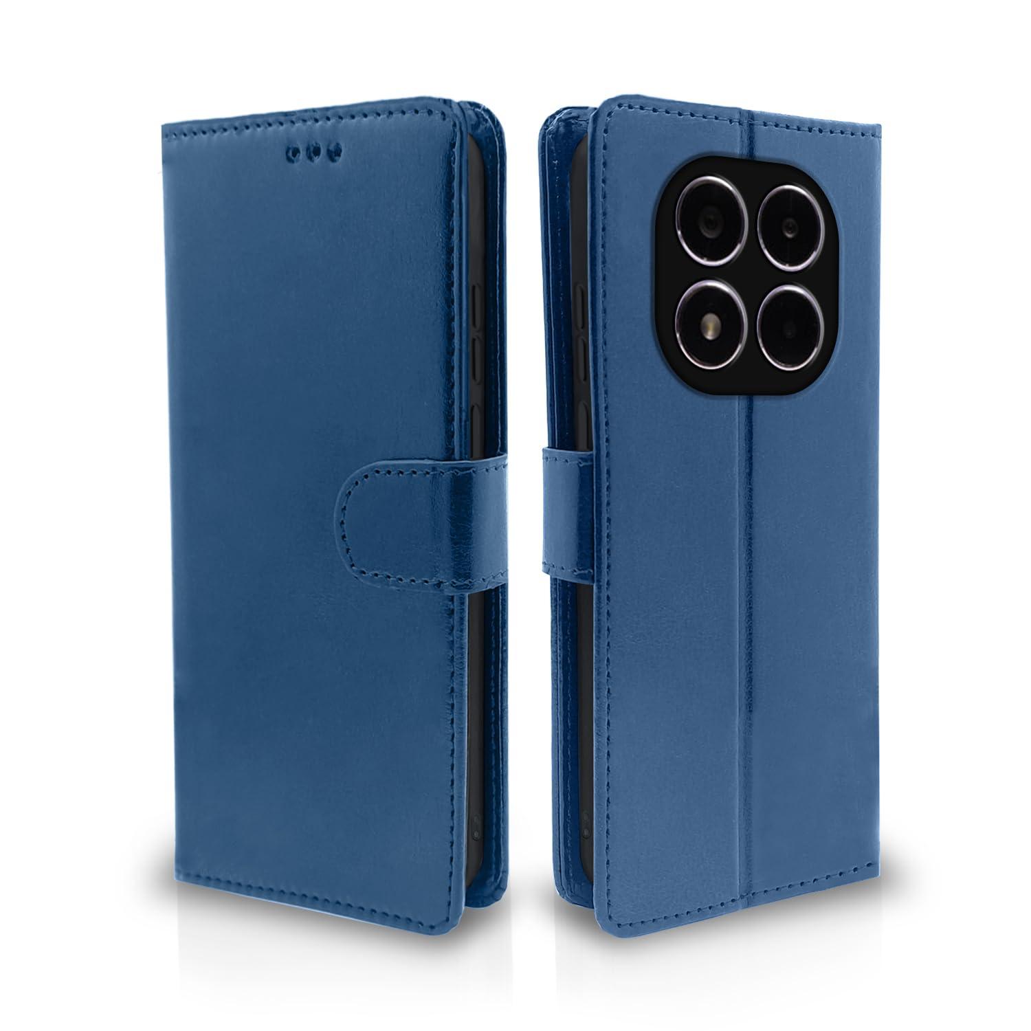 Pikkme Flip Cover Leather Finish | Inside TPU with Card Pockets | Wallet Stand and Shock Proof | Complete Protection Flip Case for Redmi Note 14 Pro/Redmi Note 14 Pro Plus 5G(Blue)