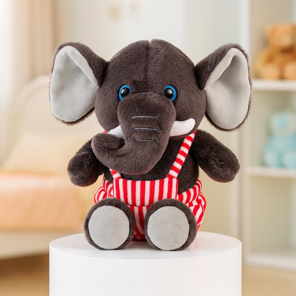 Babique Dangri Elephant Stuffed Plush Animal | Teddy Bear Soft Toy |Ideal for Birthdays & Special Occasions Girls/Boys, Baby Kids -(Dark Coffee, 38Cm)