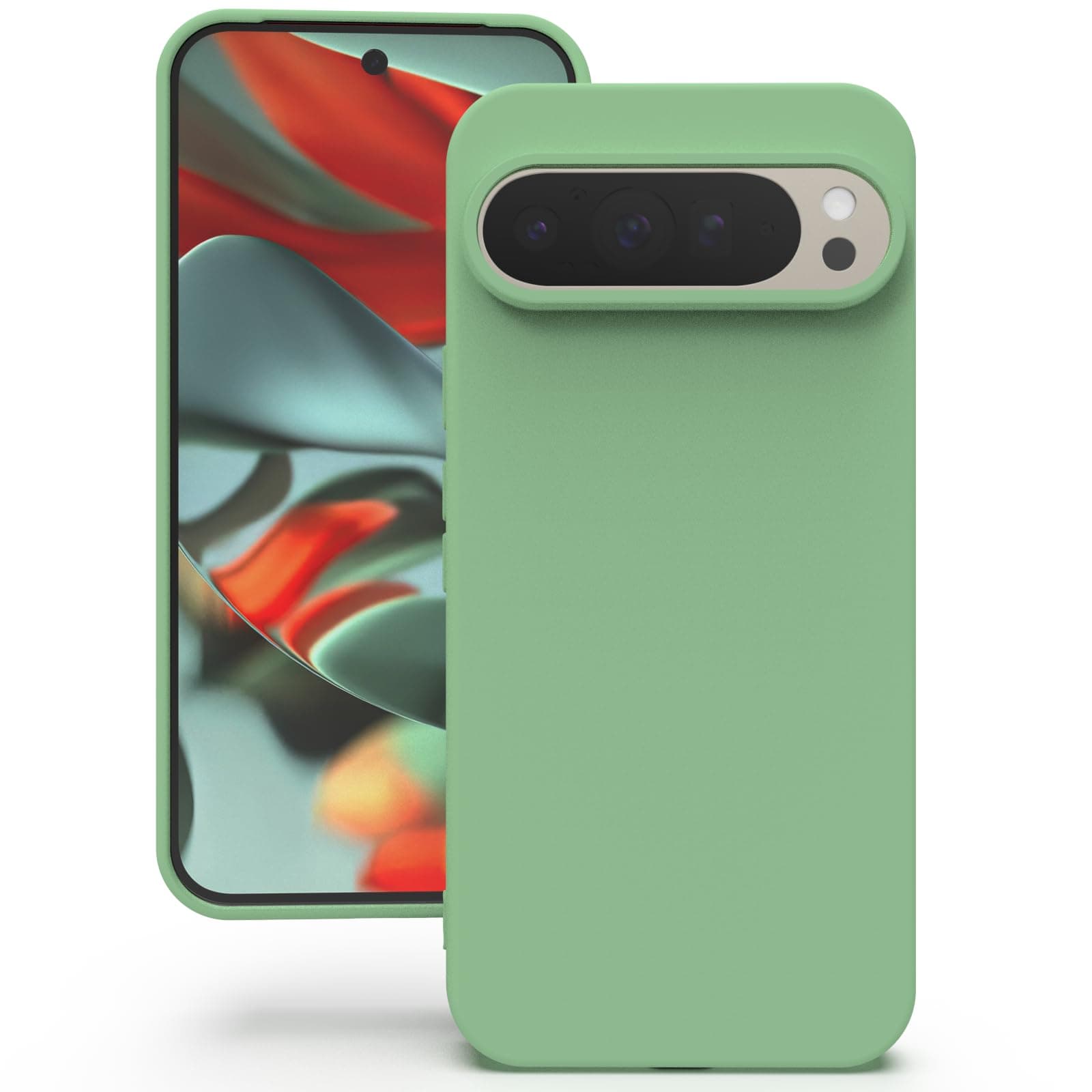 YATWIN Silicone Back Case for Google Pixel 9 Pro XL, Soft-Touch Phone Back Cover for Google Pixel 9 Pro XL - Mint Green