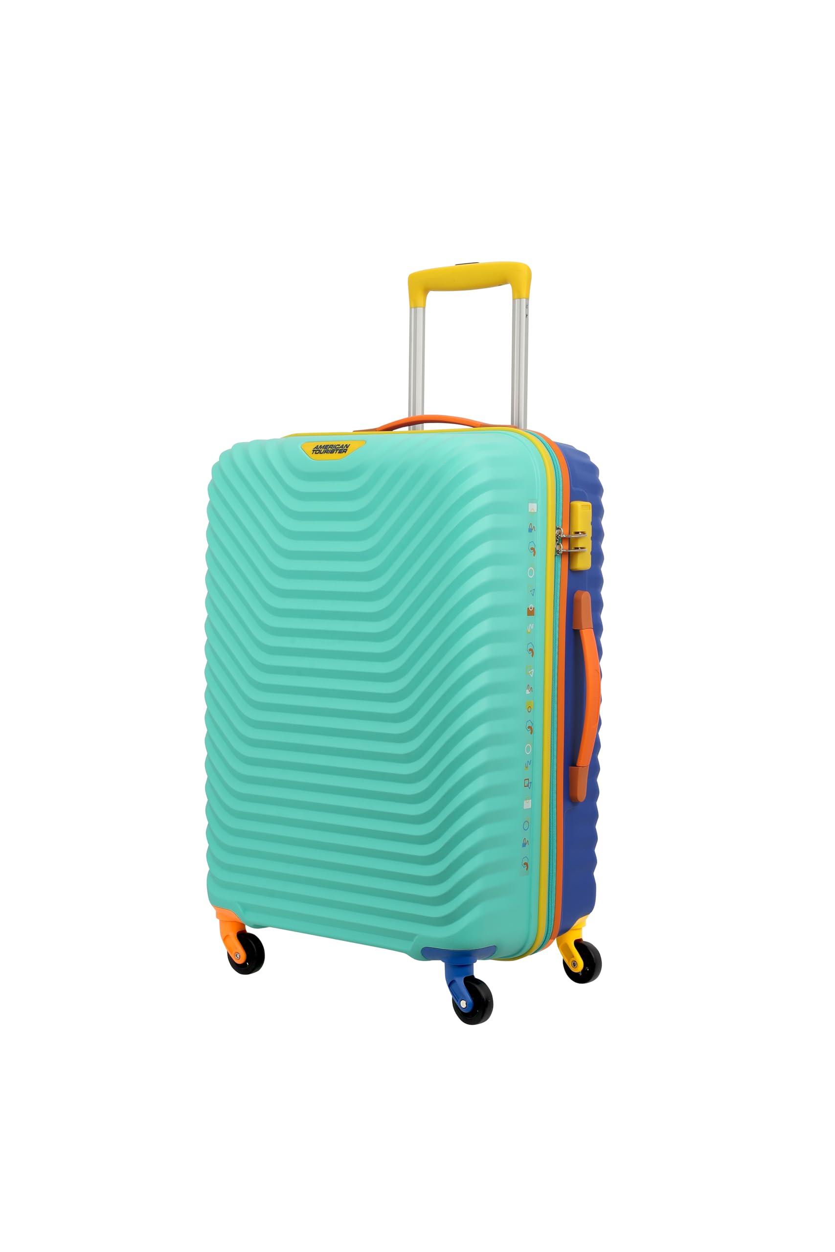 American Tourister Medium Polypropylene (PP) Amt Splash Sp66Cm Multi Color Carry-On Luggage Hard Shell 4 Spinner Wheel Luggage with Tie Down Strap & Complete Lining, H-66 Centimeters,