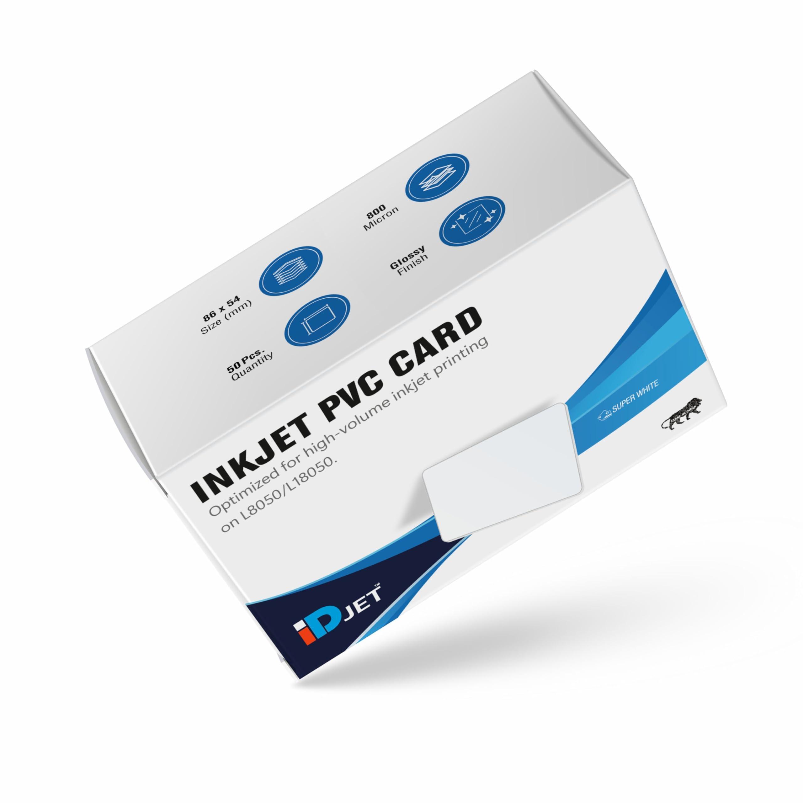 iDJET Plain White PVC ID Card for Inkjet Printers -Set of 50 Cards: EPSON Inkjet Printers