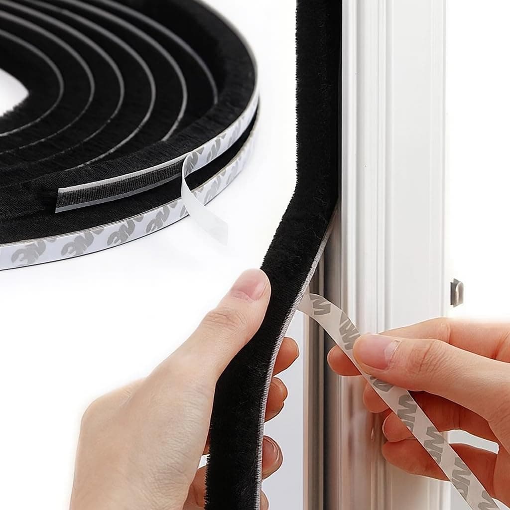 URBANMONK 10 Meter Weather Stripping Door Seal Strip | Self Adhesive Weather Strip Sound proofing for Windows | Window Sealing Strips for Gap | soundproof Door Seal (Black)