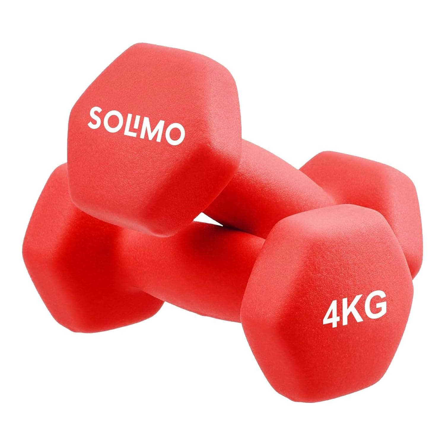 Amazon Brand - Solimo Neoprene Dumbbell 4 Kg, Set of 2 (Red)