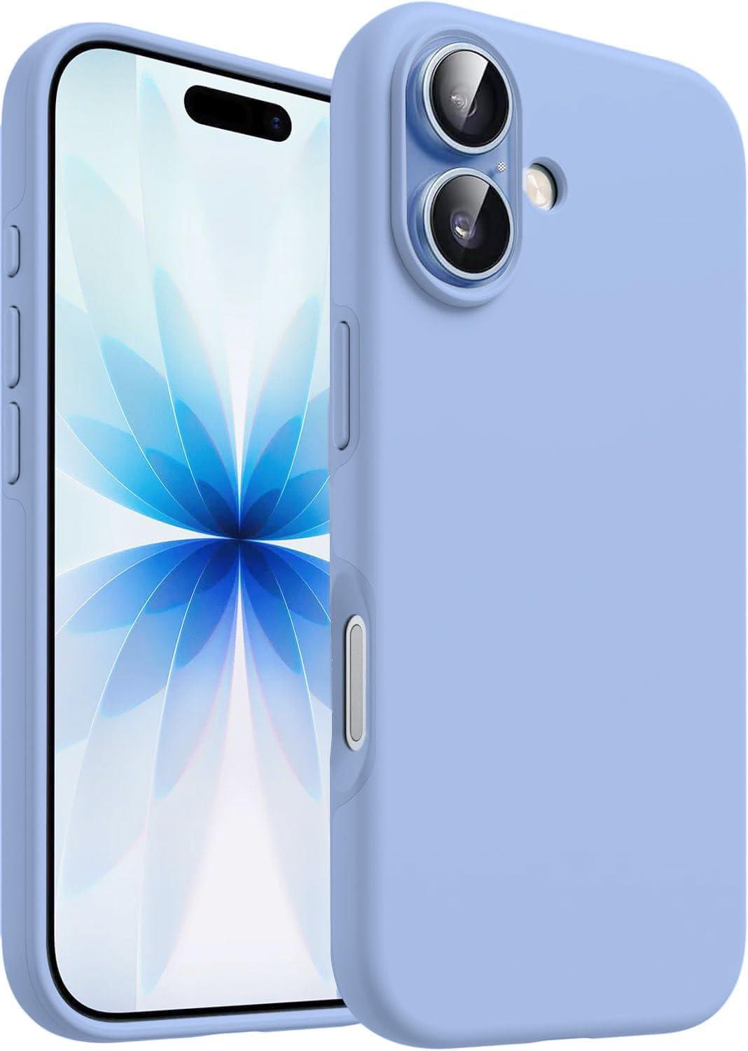 DIZORO Compatible with iPhone 17 Case 6.3, Slim Liquid Silicone 3 Layers Full Covered Soft Gel Rubber Phone Cases Protective Back Cover 6.3 Inch - Light Blue