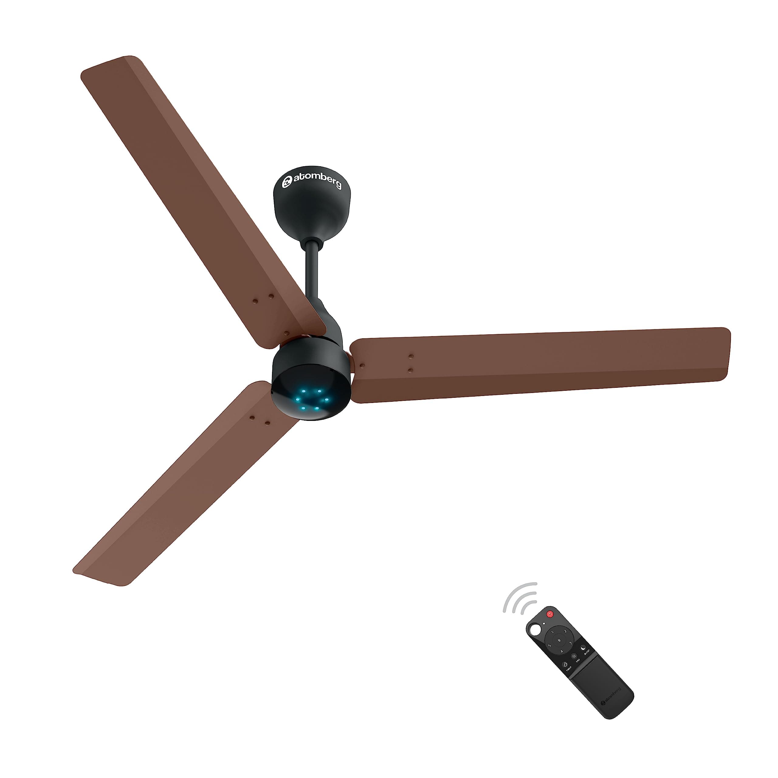 atomberg Renesa 1200mm BLDC Ceiling Fan with Remote Control | BEE 5 star Rated Energy Efficient Ceiling Fan | High Air Delivery with LED Indicators | 3 Year Warranty (Brown & Black)