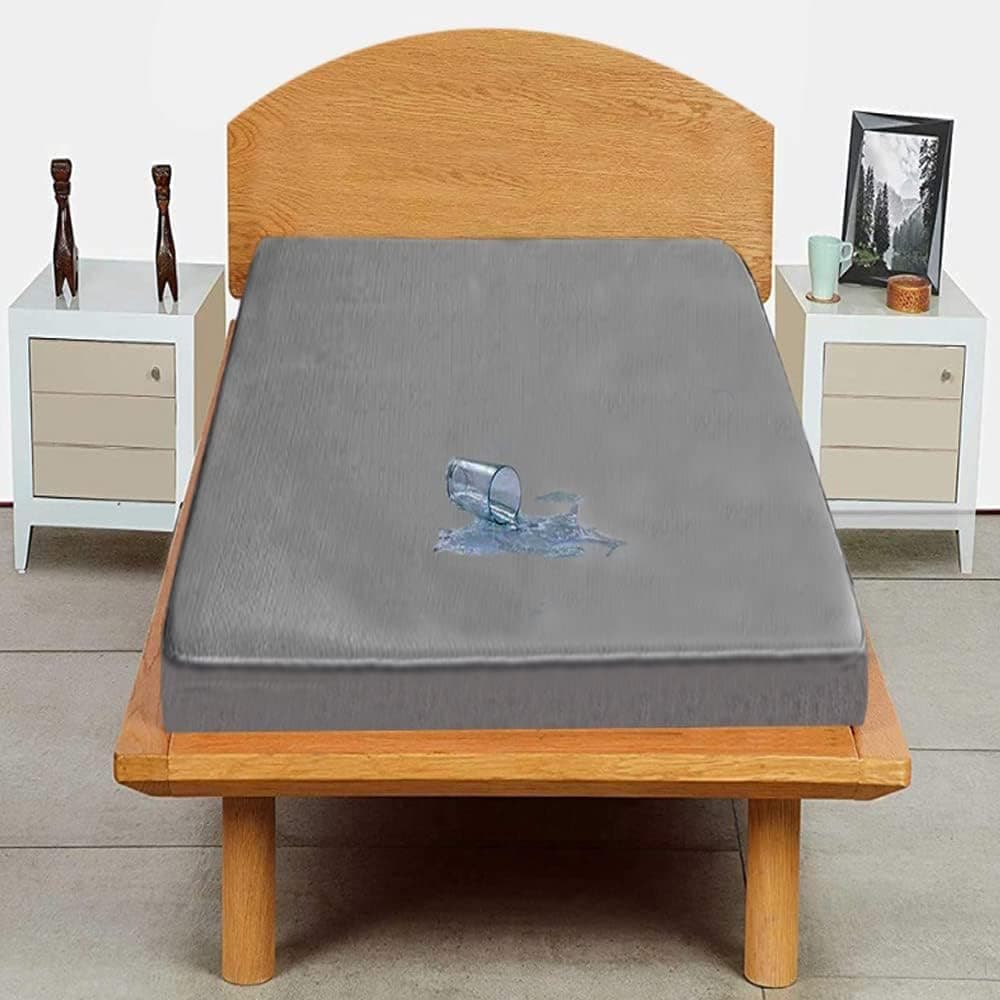 Trance Cotton Feel Terry 80x38 inch Ultra Soft Waterproof Mattress Protector for Hostel/College |Breathable - Hypoallergenic Fitted Style Mattresses Cover (80x38 inch|6.6x3.1 feet, Grey-Pack of 1)