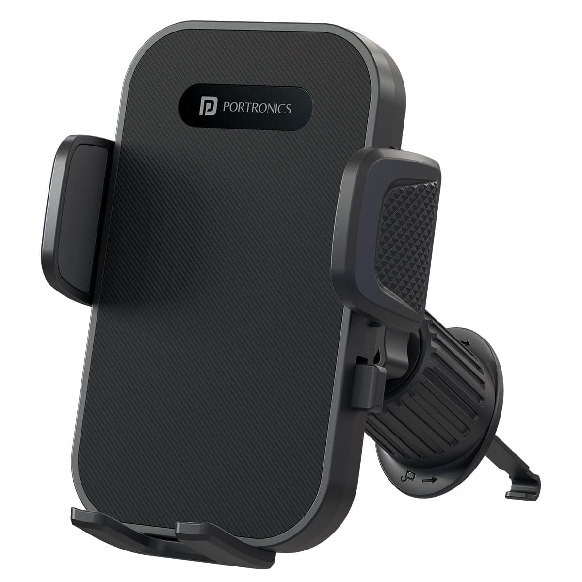 Portronics Clamp Y Adjustable Air Vent Smartphones Mobile Holder for Car with 360° Rotational, One Click Release Button, Compatible with 4.8 to 6.8 inch Devices(Black)