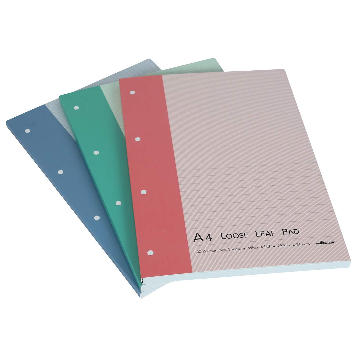 Mahavir Loose Leaf Report Pad - A4 Size -Ruled (Pack of 3)
