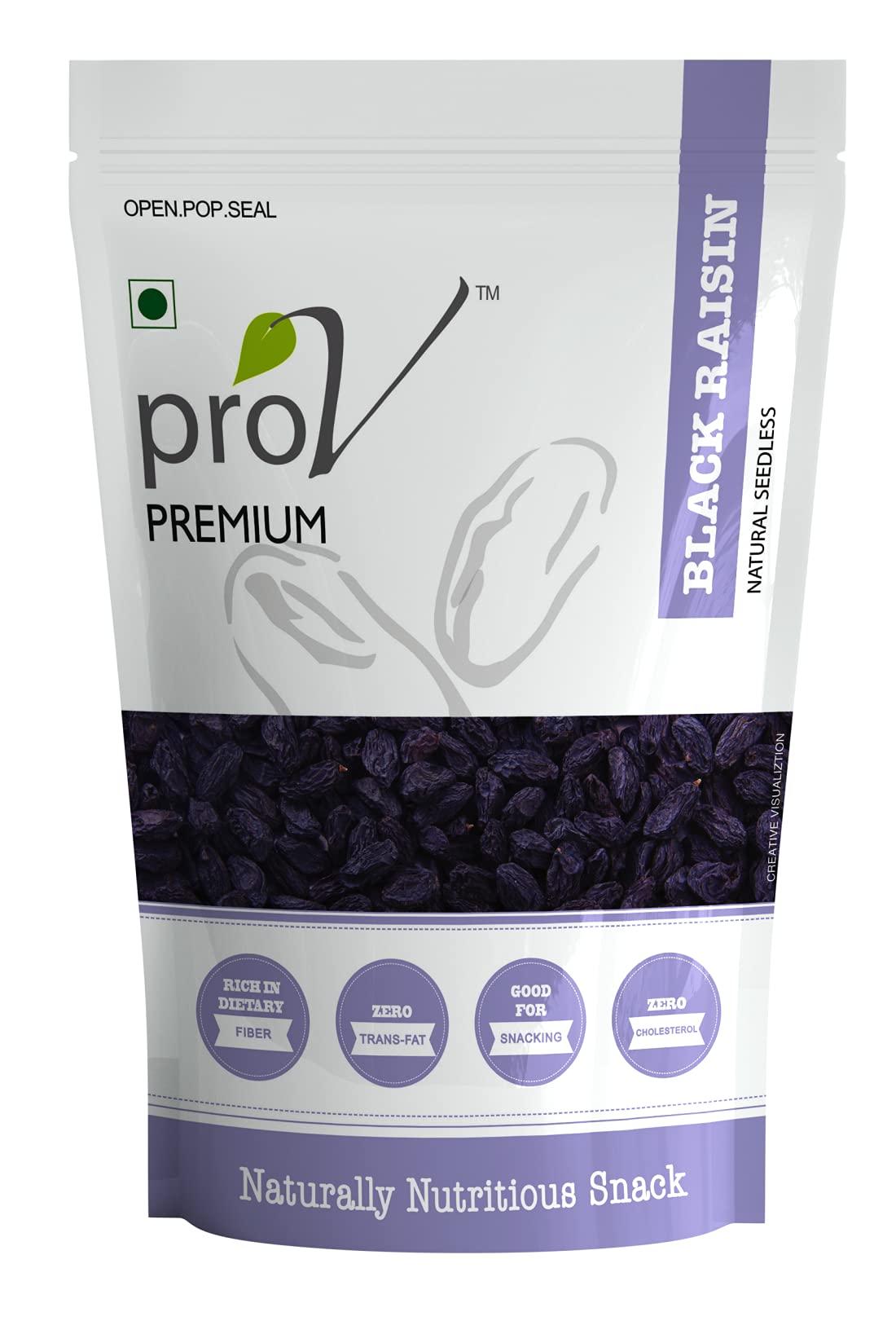 ProV Premium Black Raisins Seedless | Naturally Sweet Kismis | Rich in Iron, Fiber & Antioxidants | Healthy Dry Fruit Snack | 250g