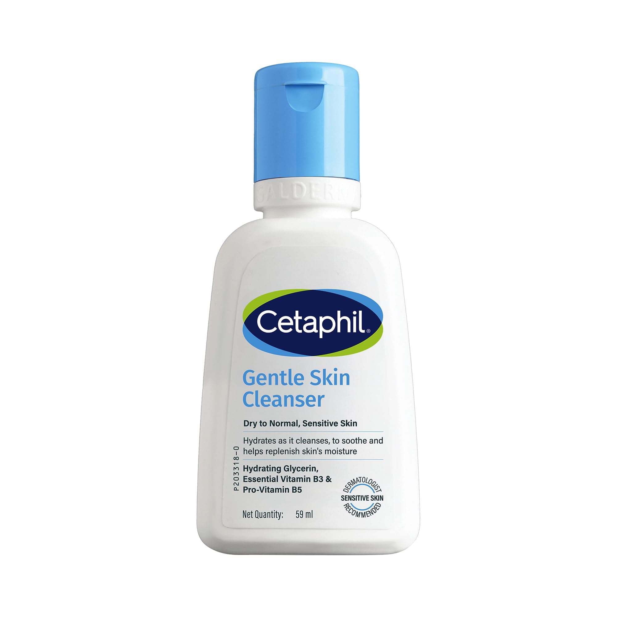 Cetaphil Gentle Skin Hydrating Face Wash 59ml, Paraben Free, Sulphate-Free Cleanser with Niacinamide, Vitamin B5 for Dry to Normal, Sensitive Skin