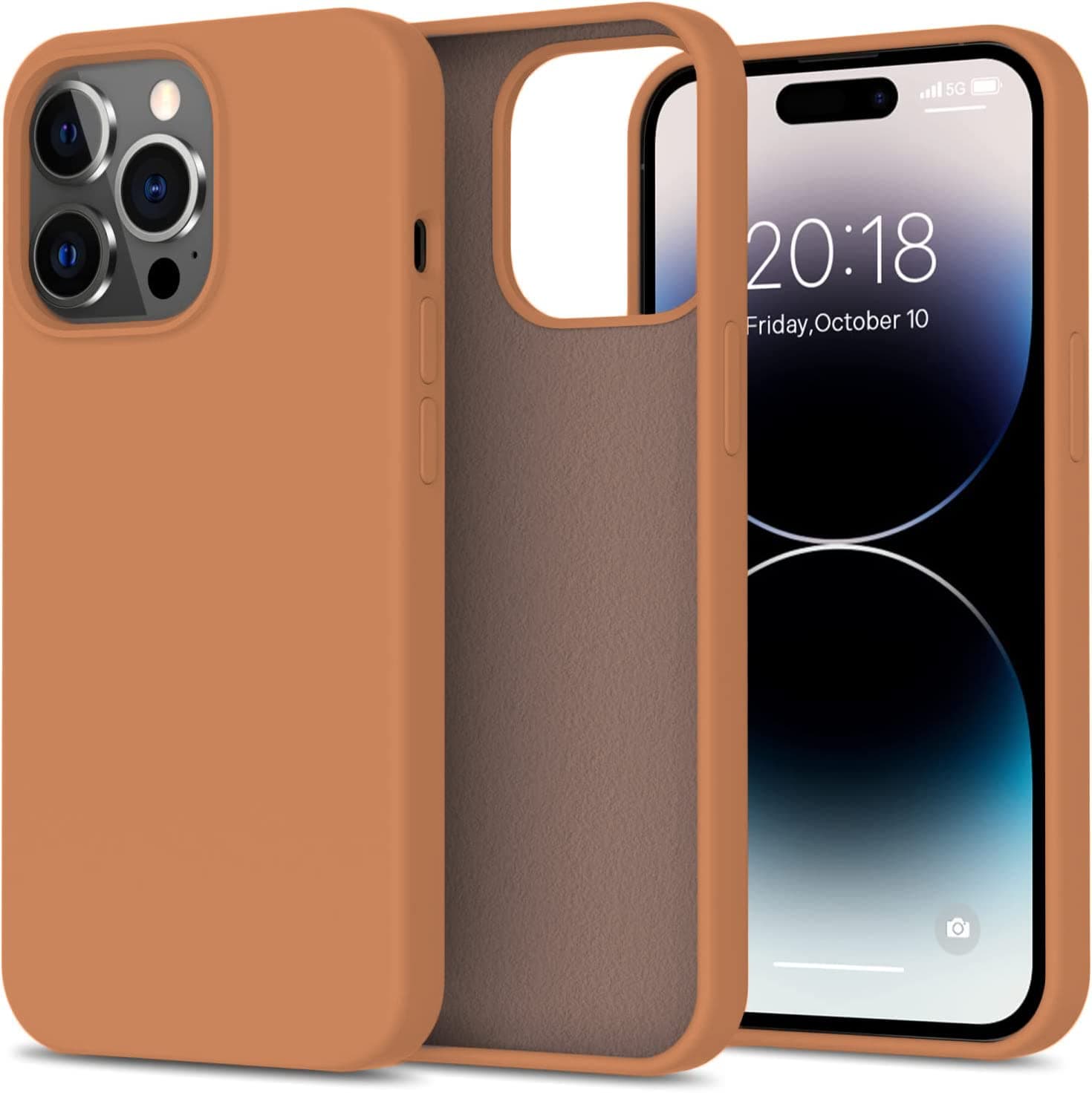 DIZORO® Silicone Back Case for iPhone 14 Pro Max, Soft-Touch Phone Microfiber Silicone Back Cover for iPhone 14 Pro Max-Brown