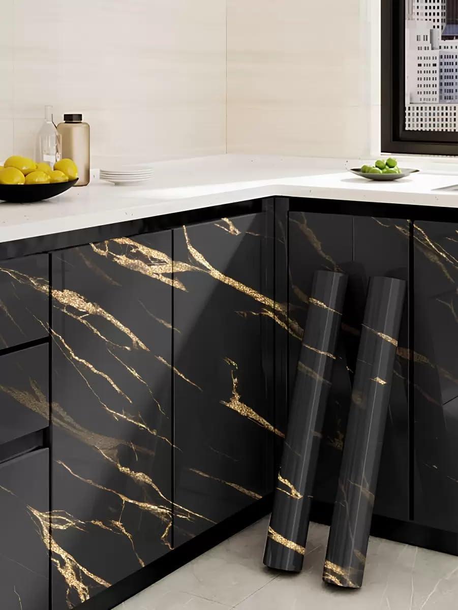 Barebeauty Waterproof Kitchen Wallpaper Roll, Self Adhesive Oil Proof Wall Sticker, Anti-Mold Heat Resistant Backsplash Covering, 45 x 300 cm (Pack of 2, 29.06 Sq. Ft. Approx)