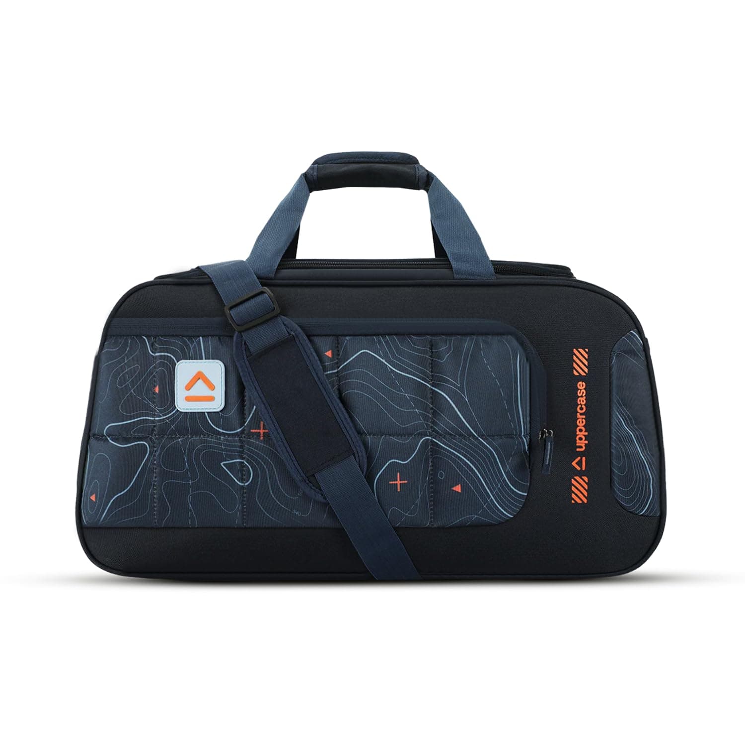 uppercase Topo 55Cm Duffle Bag, 44 Lts, Dust Resistant Travel Bag, Spacious Main Compartment, Adjustable Shoulder Strap, Sustainable Duffle Bag For Women & Men, 1500 Days Warranty (Blue, Polyester)