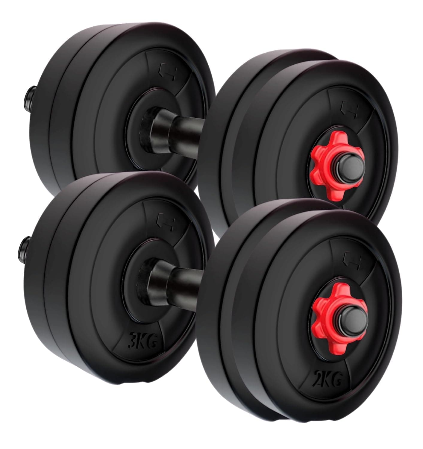 Amazon Brand - Symactive 10 Kg PVC Adjustable Dumbbells Fitness Kit for Full Body Workout (2.5 Kg x 4 Weight, 14'' Dumbbell Rods Pair & Nuts)
