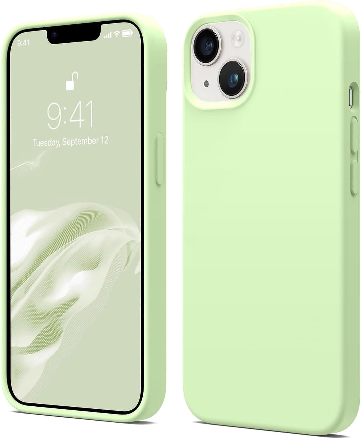 DIZORO® Silicone Back Case for iPhone 14 Plus, Soft-Touch Phone Microfiber Silicone Back Cover for iPhone 14 Plus-Matcha