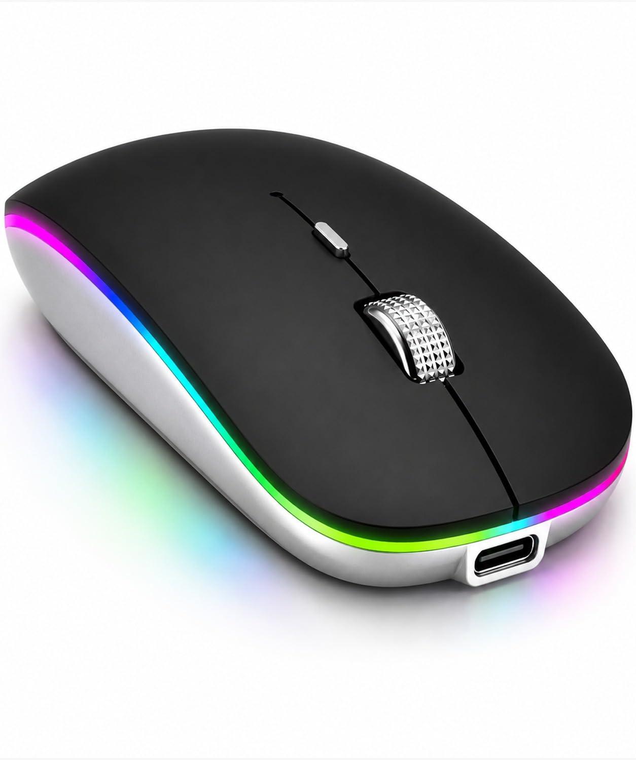 Offbeat Dash Dual Bluetooth 5.1+ 5.0 & 2.4Ghz Wireless, Type-C Rechargeable Silent Click Mouse, Triple Device connectivity Windows, Mac, iOS, Android (Black)