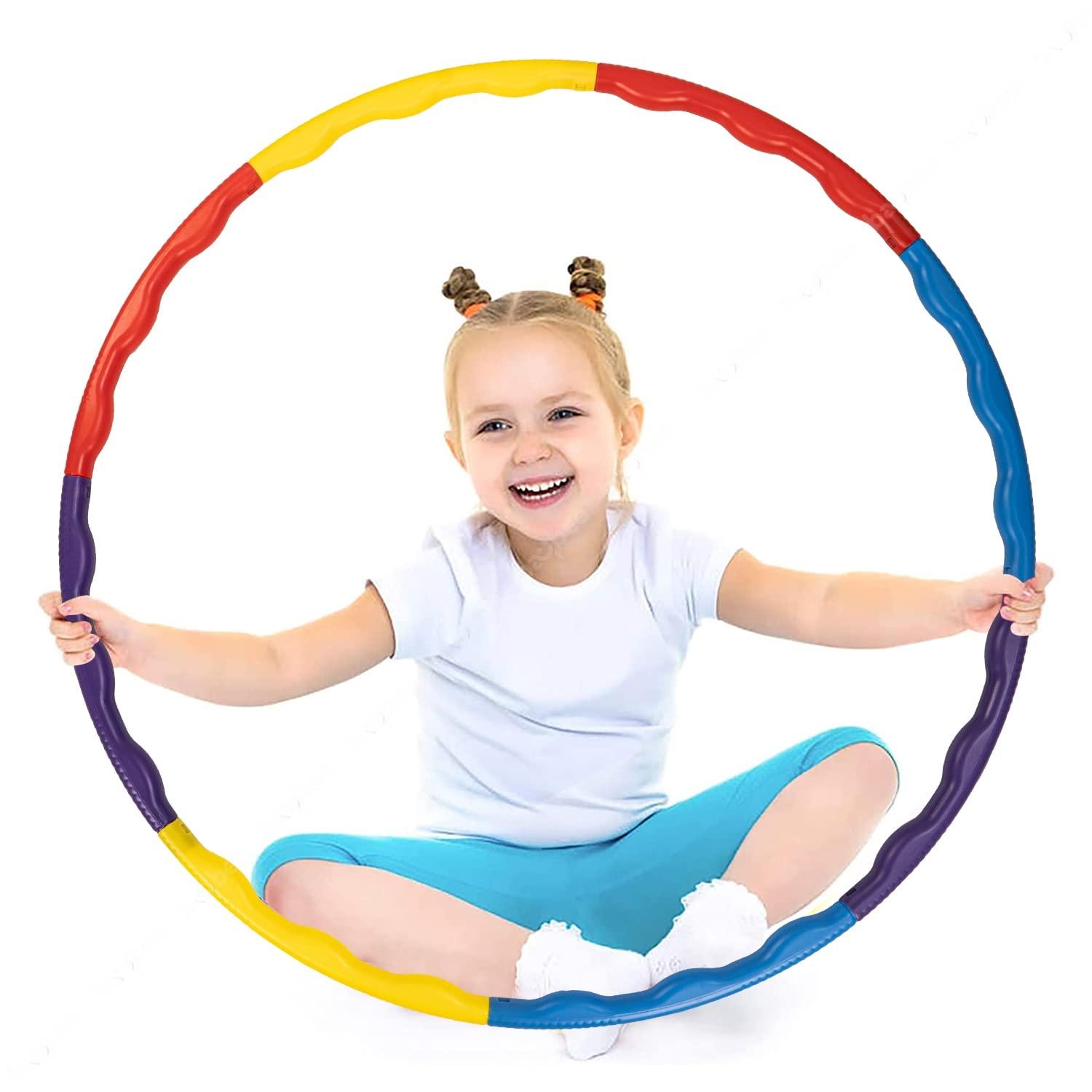 Baybee Adjustable Detachable Hula Hoop for Kids & Adults with 8 Interlocking Pieces | Fitness Ring for Exercise, Dance & Fun Play | Indoor Outdoor Hoops Toy for Boys, Girls & Women (Multicolour)