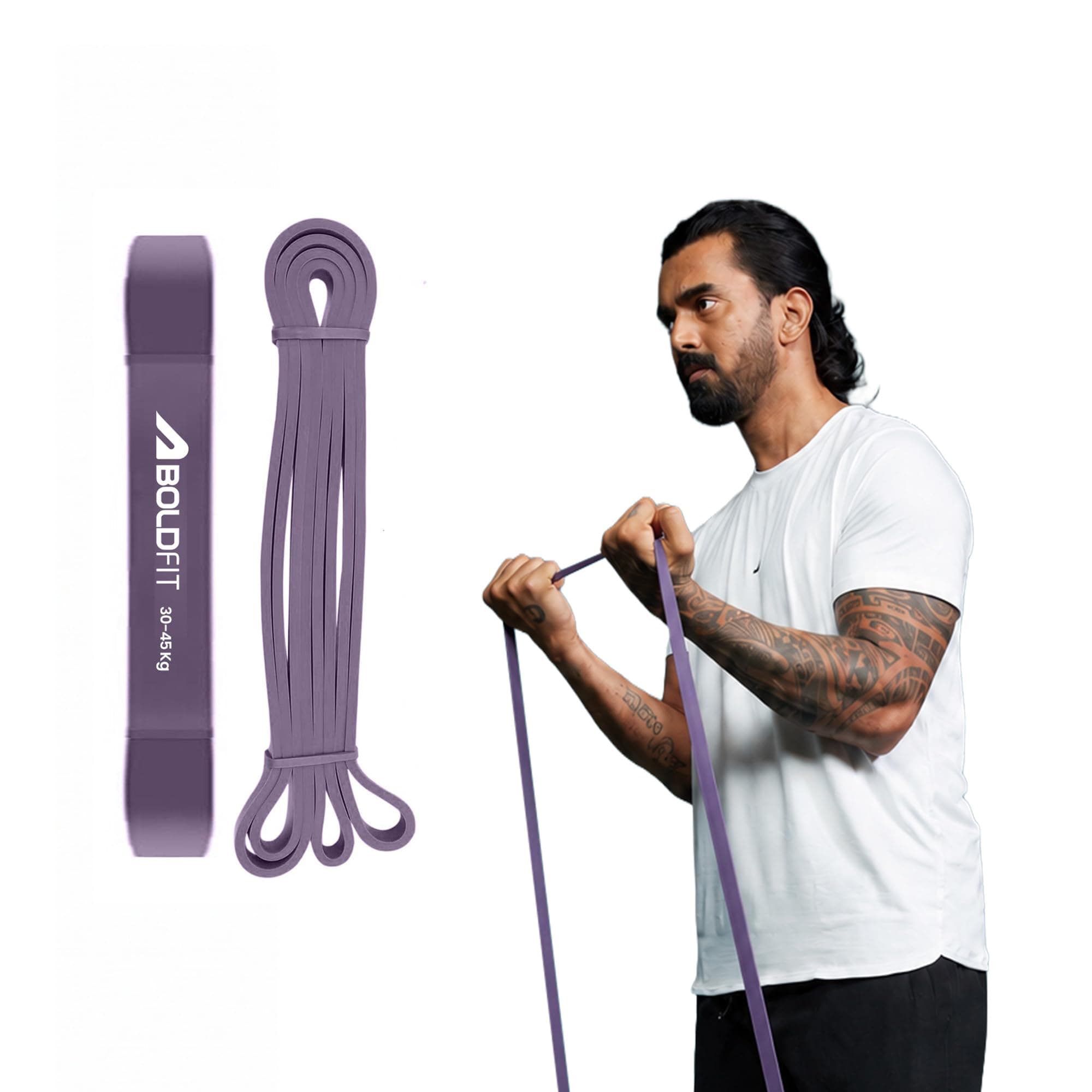 Boldfit Heavy Resistance Band for Workout & Exercise Pull Up, Stretching & Toning Bands for Men & Women Resistance Band Set for Home & Gym Workouts (Purple, 30–45 Kg)