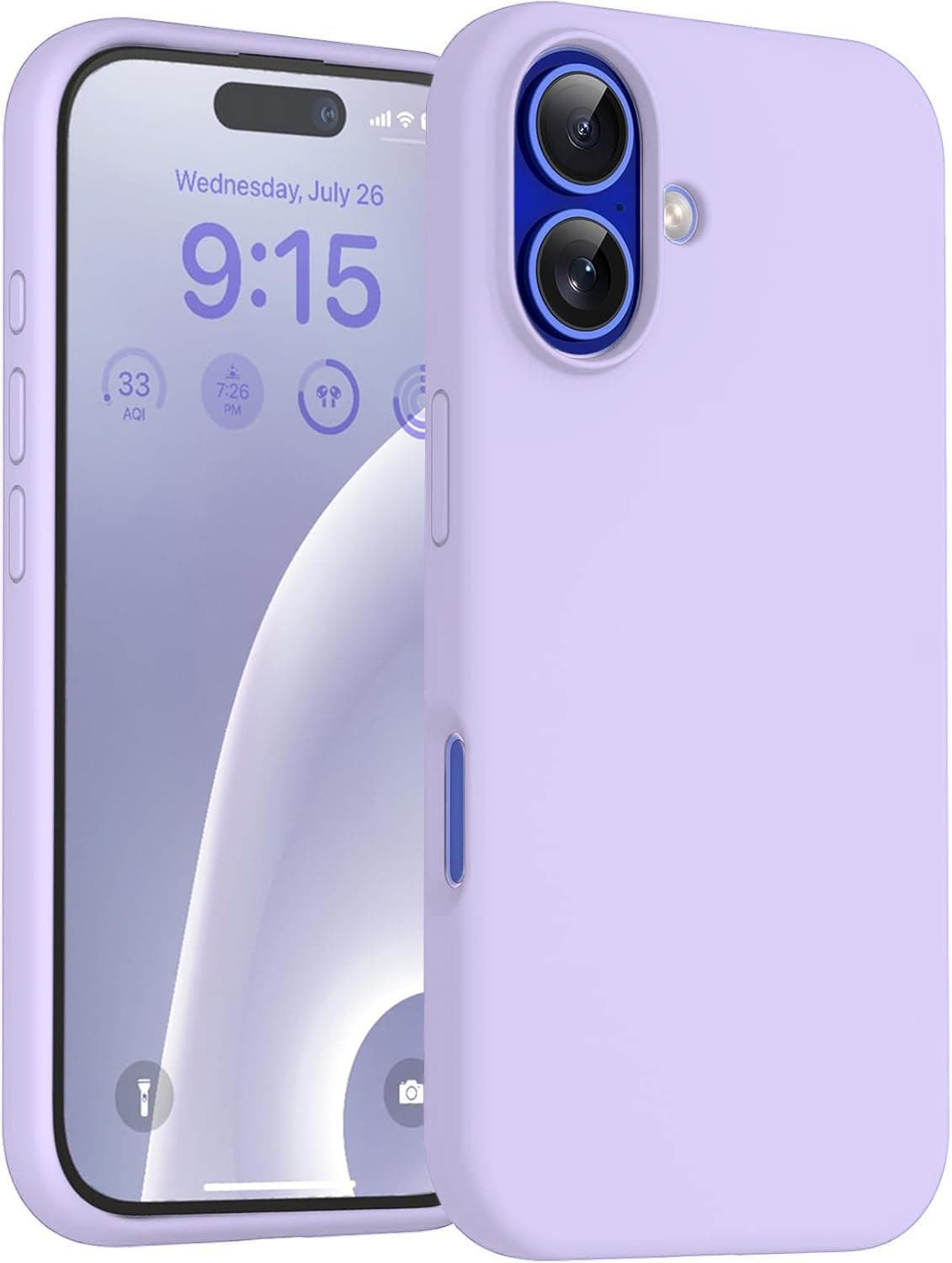 DIZORO Compatible for iPhone 16 Plus Case Slim Liquid Silicone 3 Layers Full Covered Soft Gel Rubber Phone Case Protective Case Cover 6.7 Inch -Off Purple