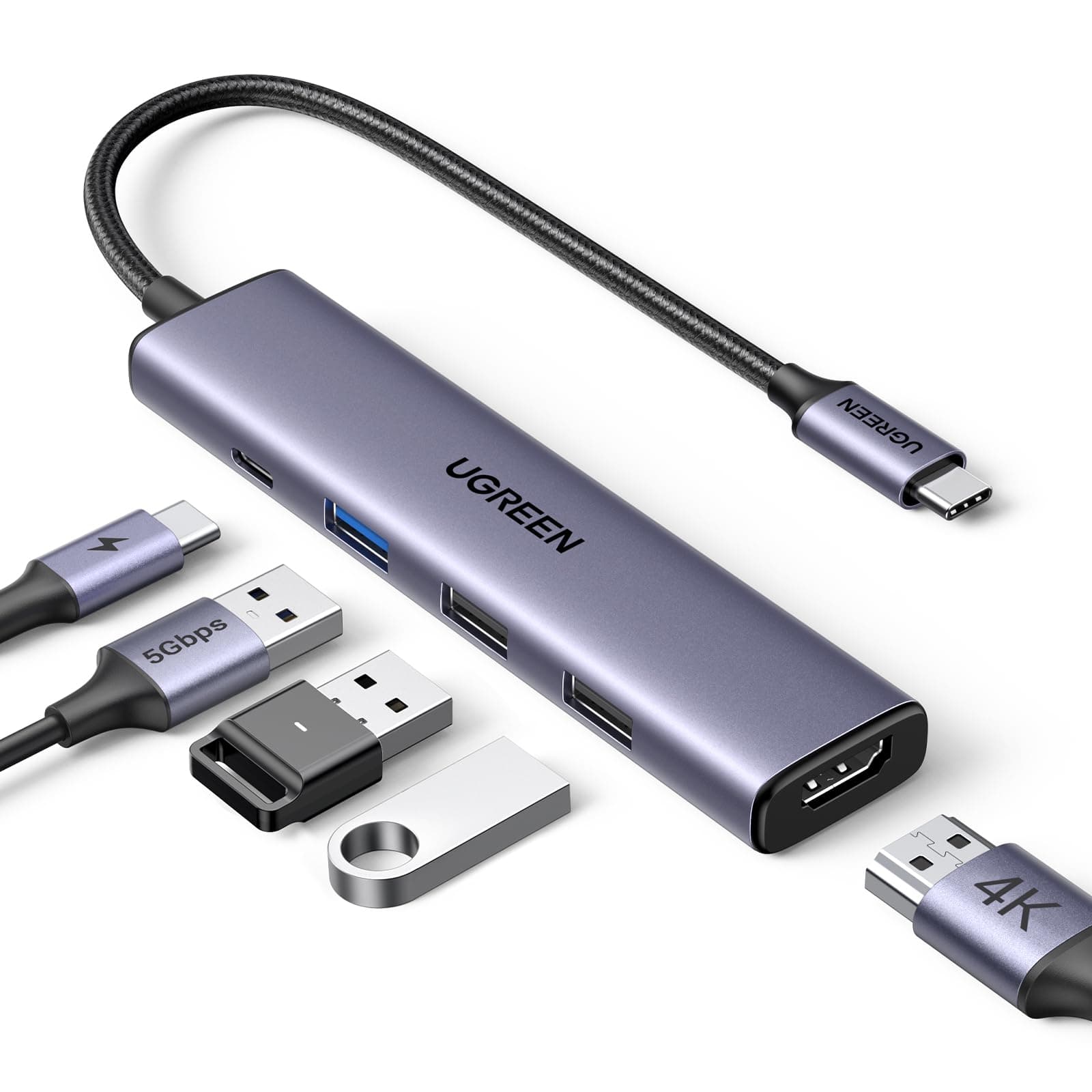 UGREEN Revodok 105 USB C Hub 5 in 1 Multiport Adapter 4K 30Hz HDMI