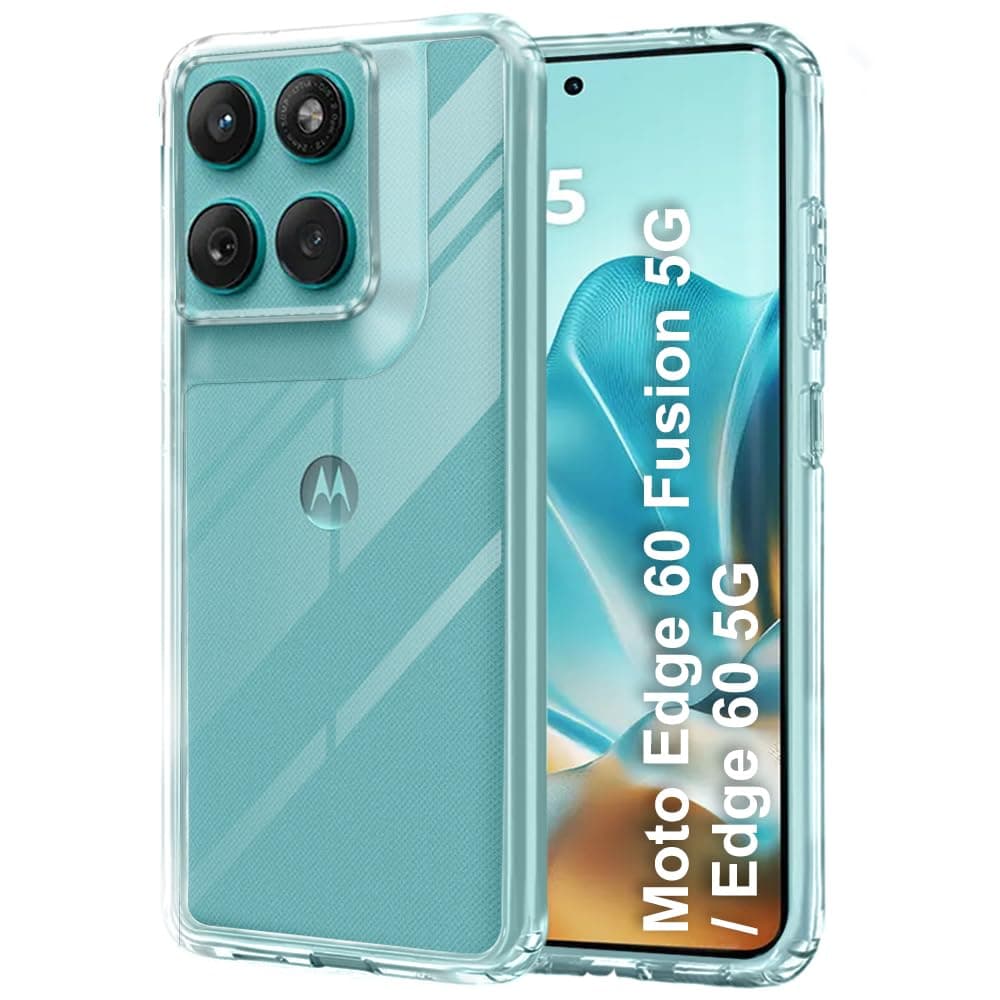 TheGiftKart Ultra-Hybrid Crystal Clear Back Case Cover for Motorola Moto Edge 60 5G / 60 Fusion | Shockproof Design | Hard Back Cover Case for Moto Edge 60 5G / 60 Fusion 5G (PC & TPU, Transparent)