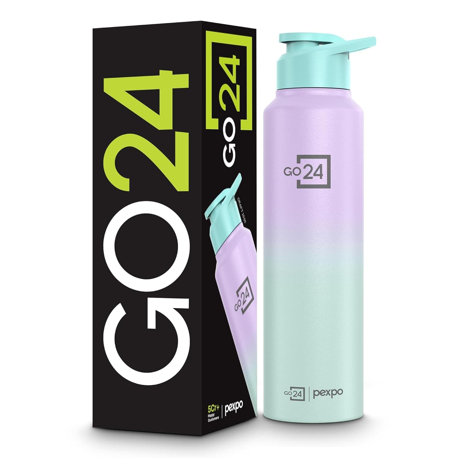 Go24 pexpo Stainless Steel Water Bottle Craft Green-Purple Ombre 950ml