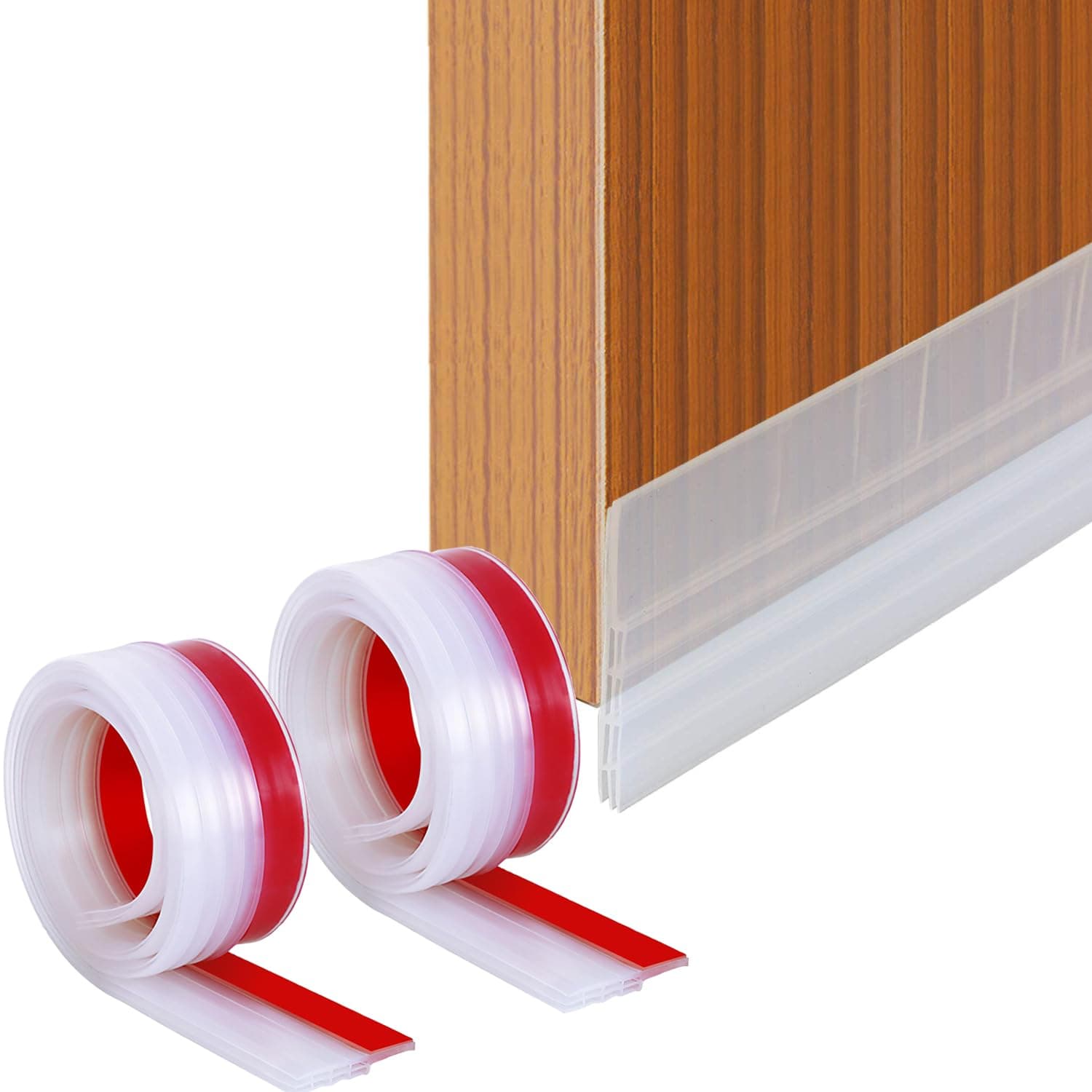 URBANMONK 2-Pack 39 Inch Silicon Door Bottom Sealing Strip | Self Adhesive Door Gap Filler Rubber | Door Bottom Sealing Strip Guard | Protector from Cockroach, Insect, Bugs, Air & Dust | Transparent