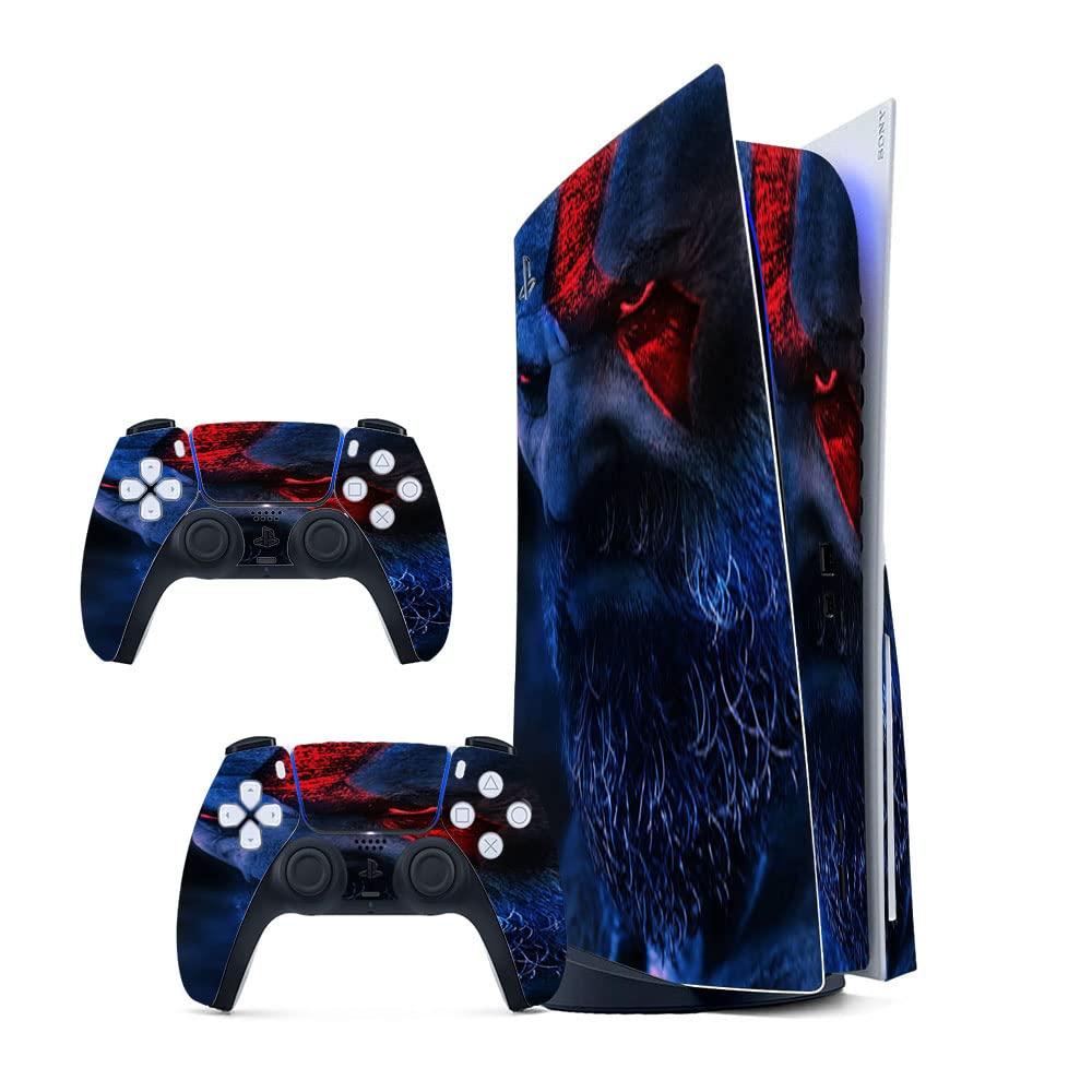 GADGETS WRAP Printed Vinyl Skin Sticker Decal for Sony PS5 PlayStation 5 Disc Edition Console & 2 Controller (Skin Only, Console & Controller not Included.) - God of war Multicolor