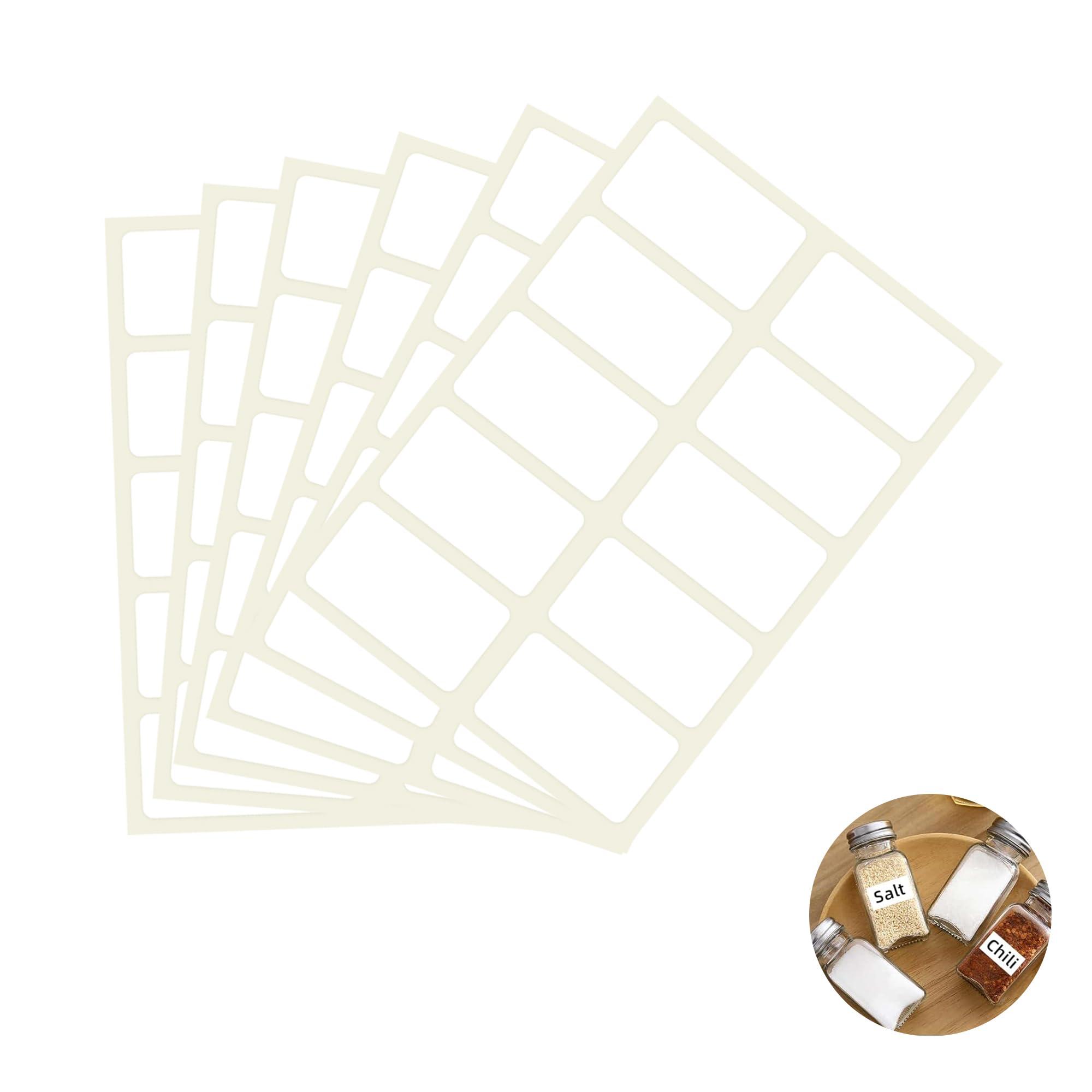 GLUN ® 200 Piece White Waterproof Vinyl Pantry Labels Self Adhesive Stickers for Mason Glass & Plastic Jar Or Bottles