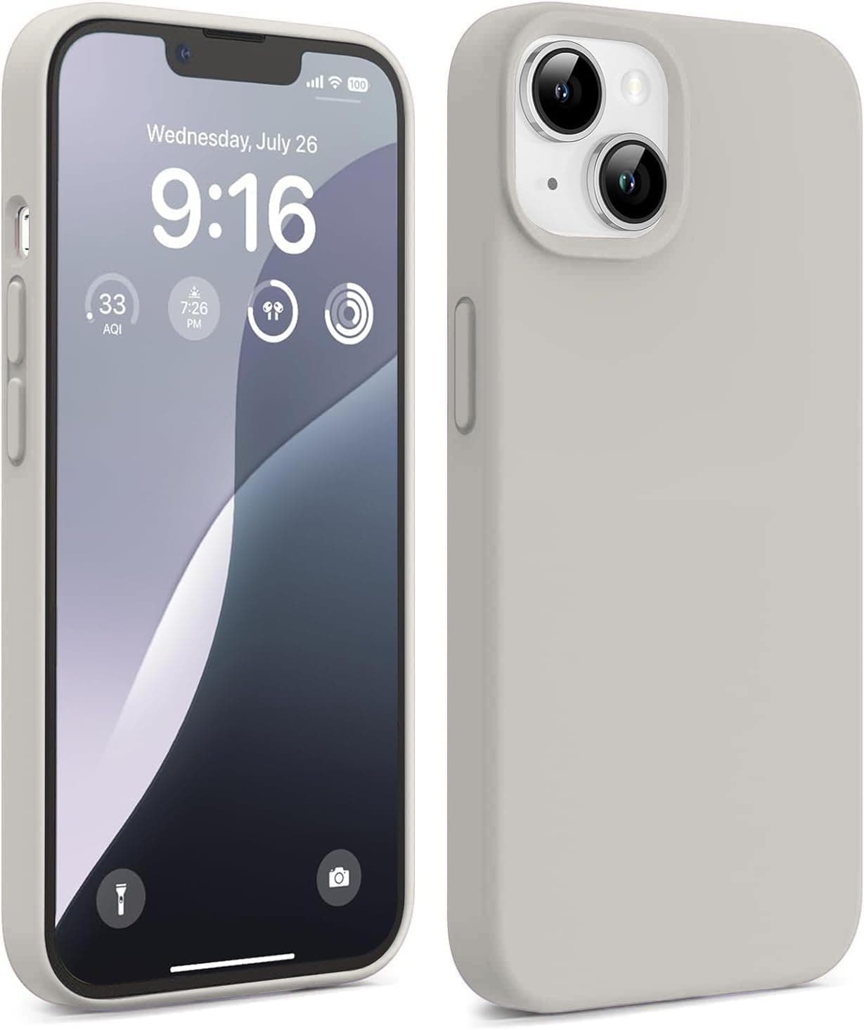 DIZORO® Microfiber Candy Case Compatible for iPhone 13 / iPhone 14 6.1 Inch Shockproof Slim Back Cover Liquid Silicone Case - Titanium