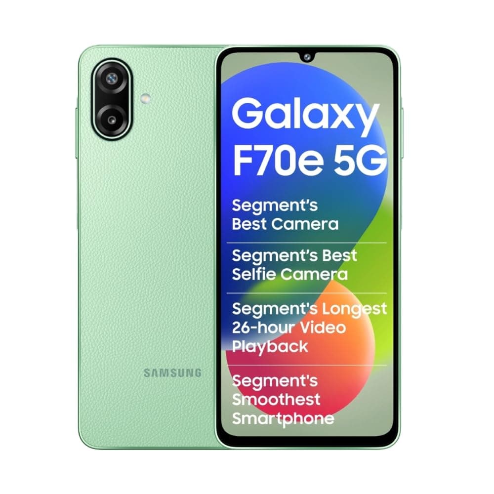 Samsung Galaxy F70e 5G (Limelight Green, 128 GB) (4 GB RAM) | 6000 mAh Battery | Dimensity 6300 | Octa Core Processor | 6.74" PLS LCD Display