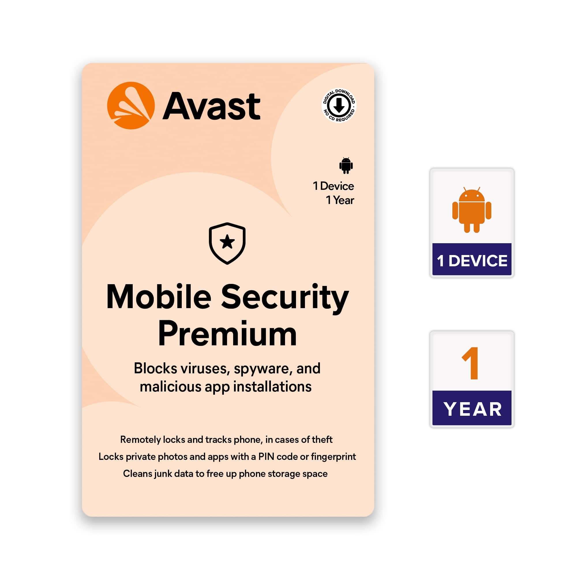 Avast Mobile Security - Premium (Android Mobile Antivirus) (1 Device | 1 Year) (Email Delivery in 2 hours- No CD)