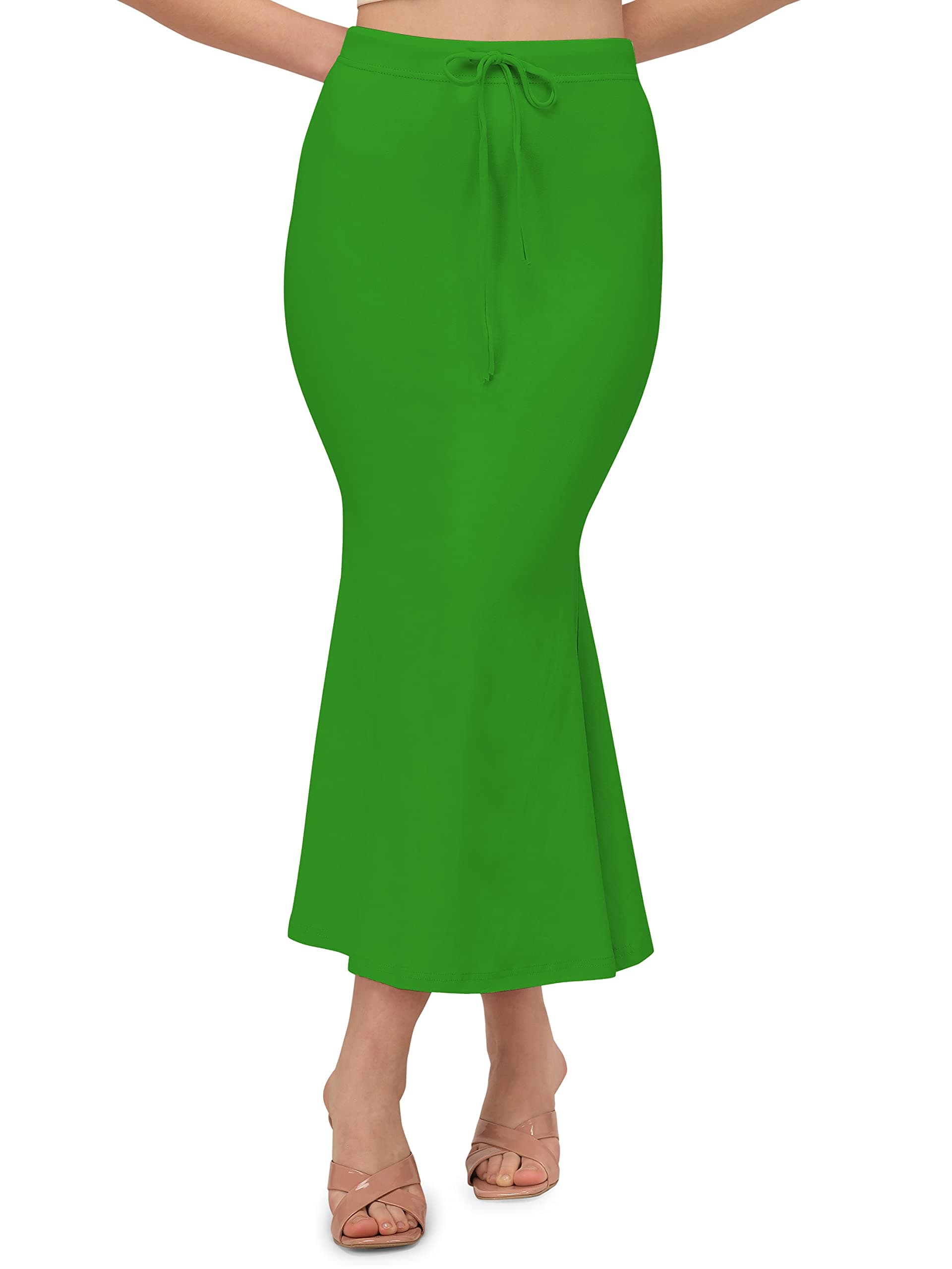Mehrang Stretchable Saree Shapewear Petticoat for Women, Cotton Blended,Petticoat,Skirts for Women,Shape Wear Dress for Saree Green