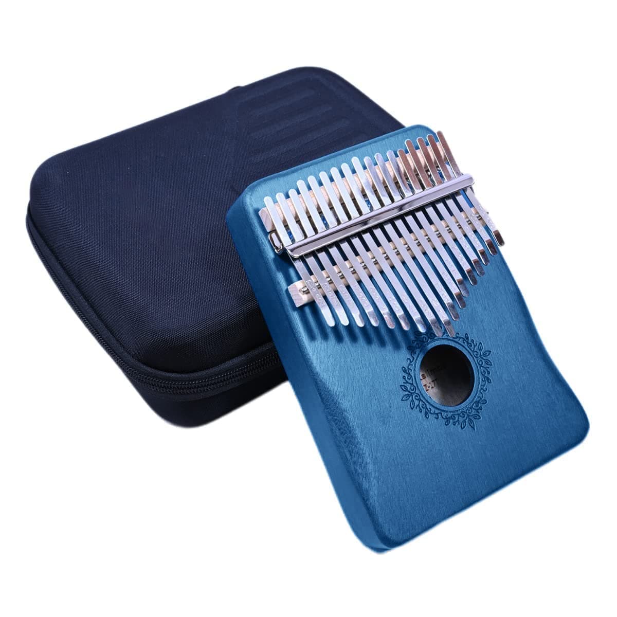 SYGA Thumb Piano Kalimba 17-Tone Keys Finger Musical Instrument Sapphire Butterfly Flower Gifts Handguard with Protective Case - Sapphire Blue