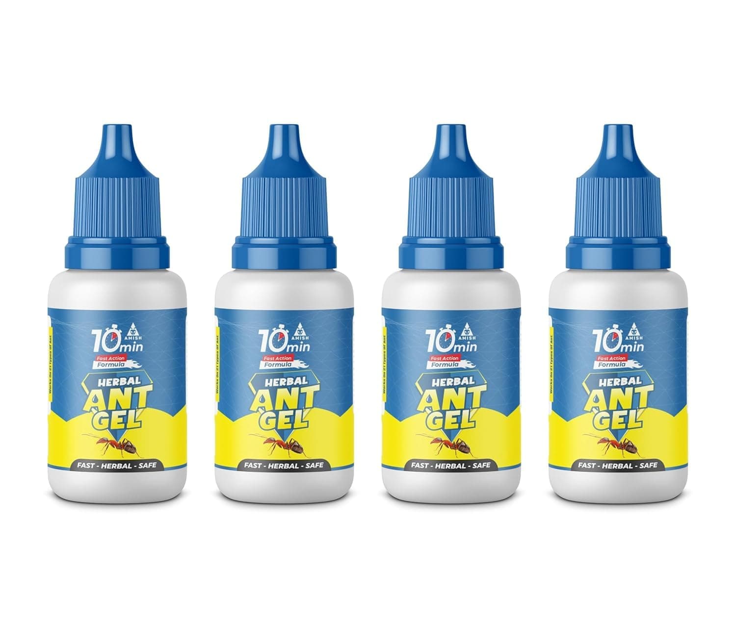Amish Herbal Ant Gel Pack of 4 | 10 Min Max Bait Formula | Powerful Organic Repellent & Cleaner | Removes Red, Rekha, Laxman, Antox Pests | Natural Dawa Protector for Home & Kitchen