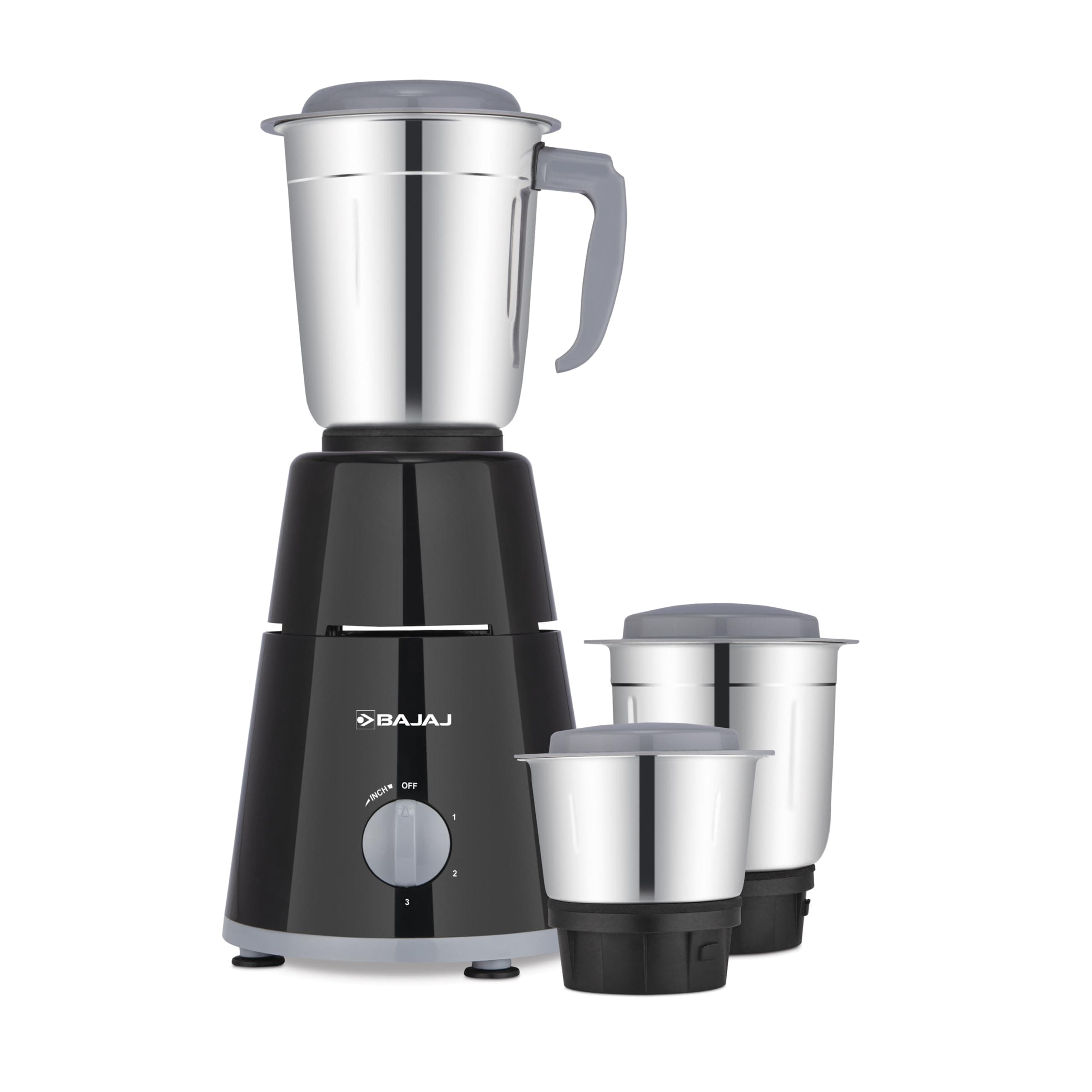 Bajaj GX-1 Mixer Grinder 500W | Superior Mixie For Kitchen | 2-In-1 For Dry Grinding | Blade Function With Titan Motor | 3 Stainless Steel Mixer Jars | 1 Year Product Warranty By Bajaj 【Black】