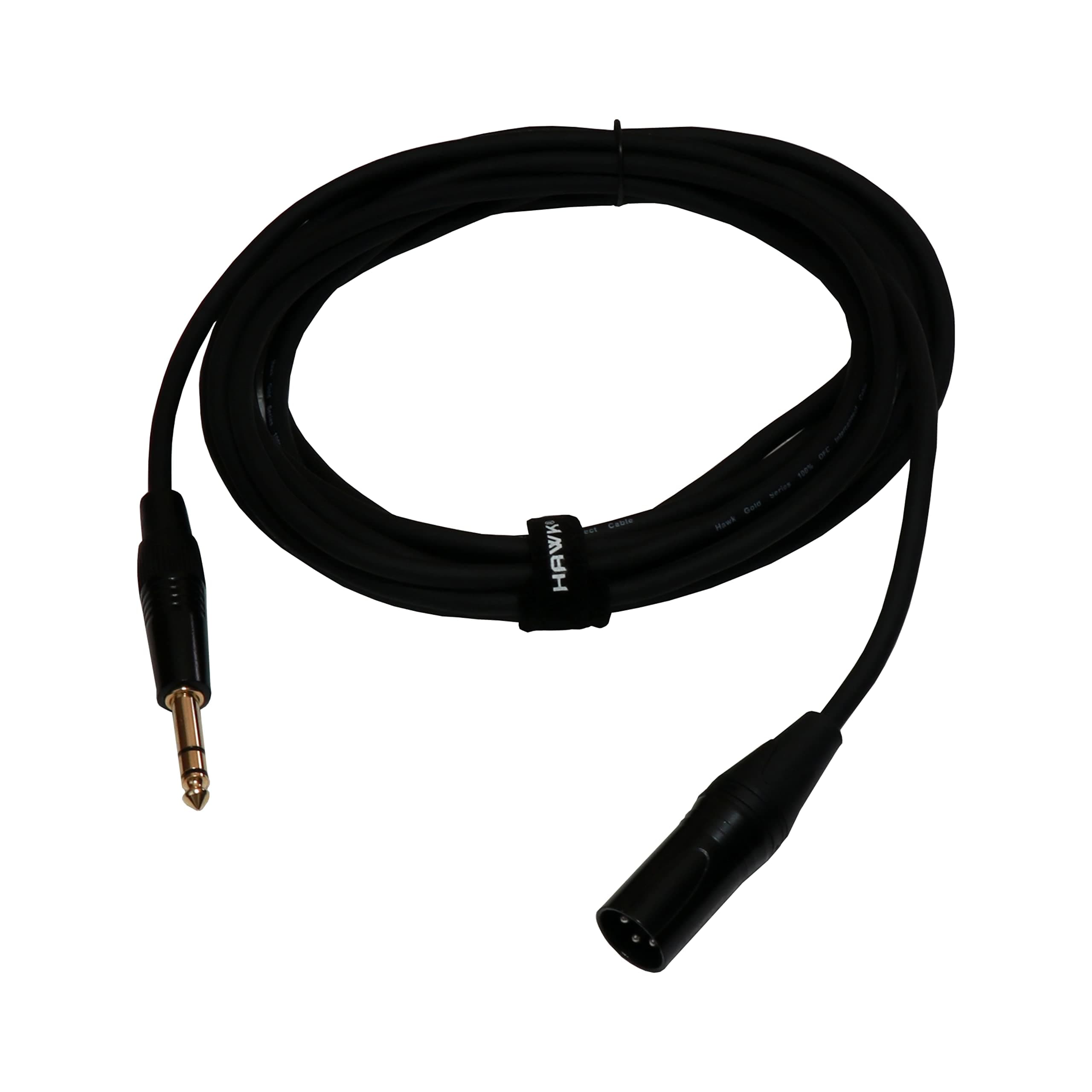 HAWK PROAUDIO SXSG016 Monitor Gold Series 6.35mm TRS Male to XLR Male Balanced Interconnect with Cable Tie - 5 Meter (Black)