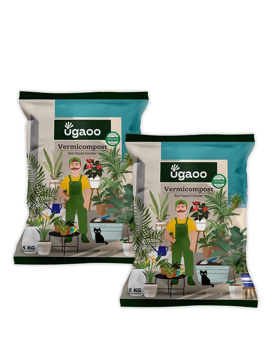 Ugaoo Organic Vermicompost for Plants 10 Kg | Pure Earthworm Compost Manure Rich in NPK & Micronutrients | Natural Plant Food for Indoor, Outdoor Flowering & Home Garden | Sterilized and Odour-Free