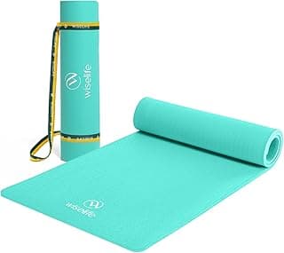 WiseLife Classic Eco-TPE 6 MM Yoga Mat with Yoga Strap for Men & Women | Extra Thick, Long & Wide Non-Slip, Anti-Tear Exercise Mat for Home, Gym, Workout, Fitness, Yoga & Pilates (Teal)