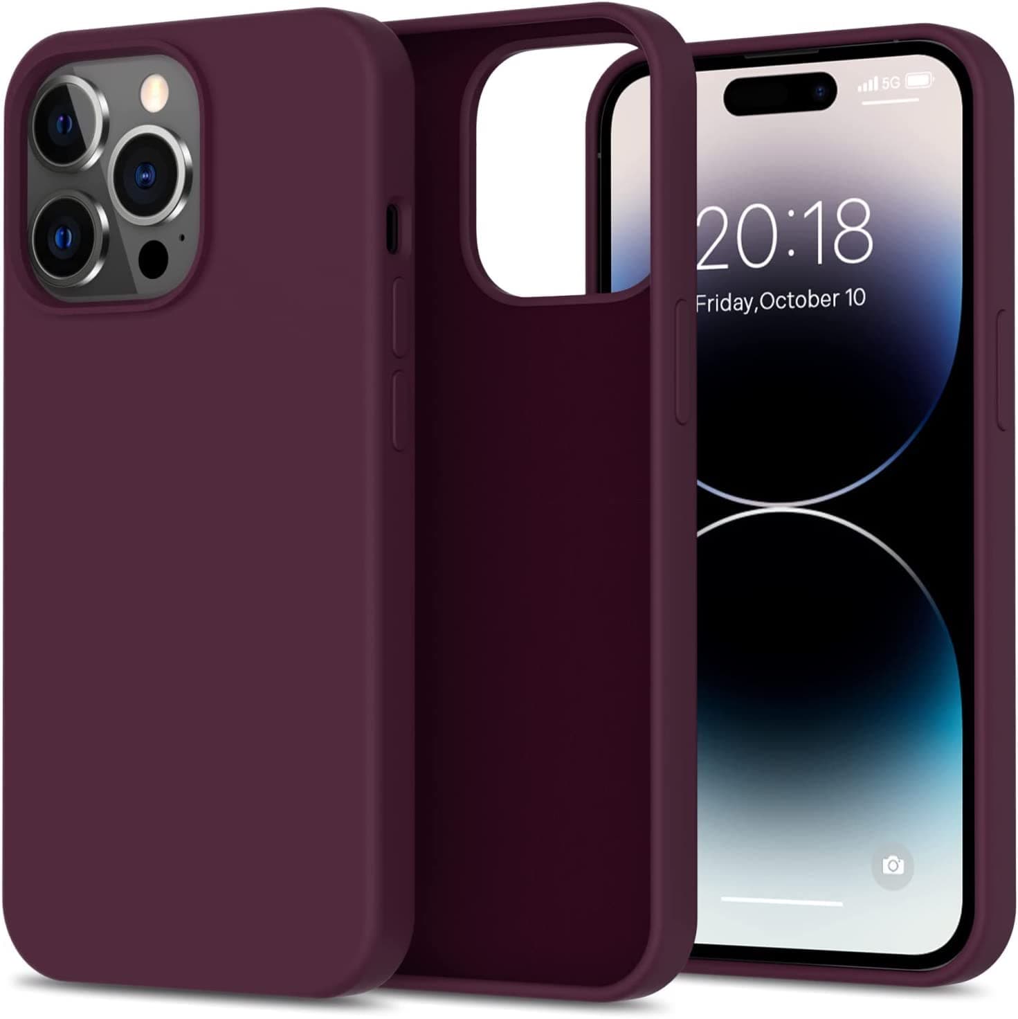 DIZORO® Microfiber Candy Case Compatible for iPhone 14 PRO, Shockproof Slim Back Cover Liquid Silicone Case (Wine Red)