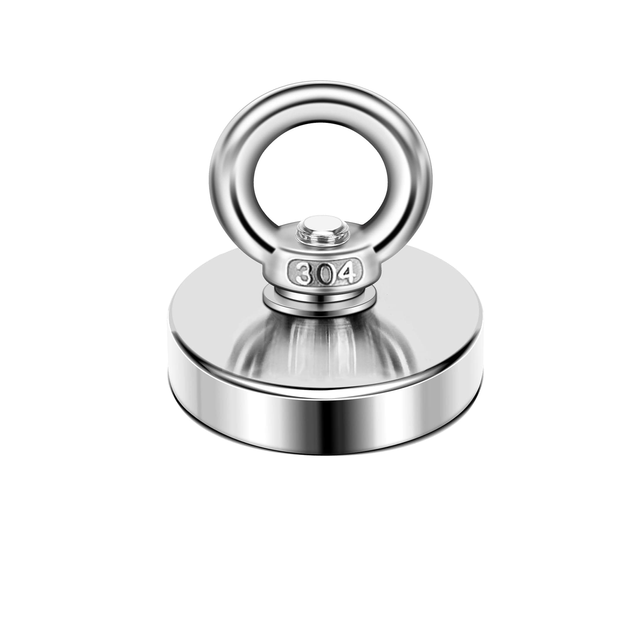 ALEAF 1 Piece of 32mm Super Strong Neodymium Fishing Magnets, 20-32 Kgs Vertical Pulling Force Rare Earth Magnet with Hole Eyebolt Diameter for Retrieving in River and Magnetic Fishing